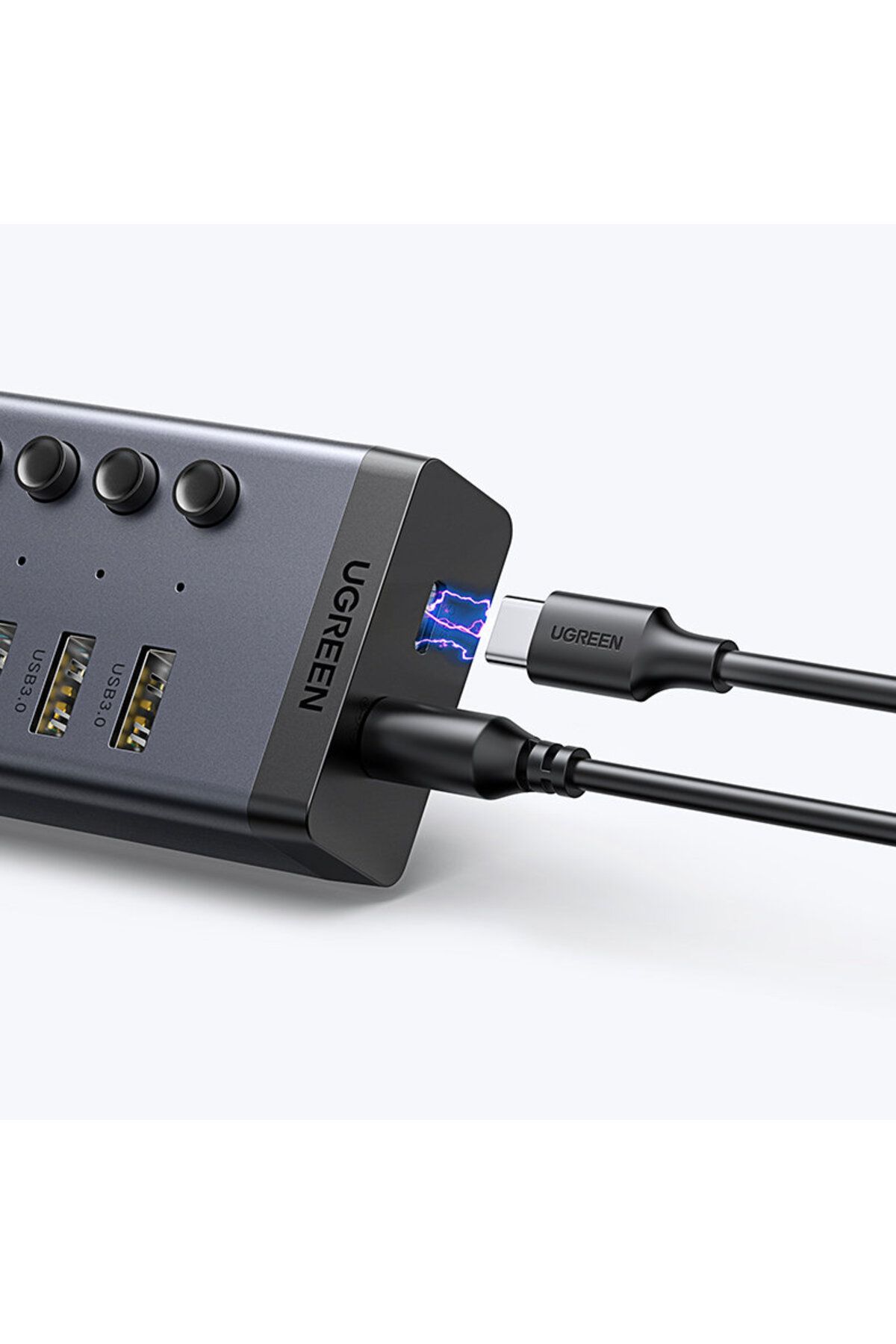 Ugreen-Splitter HUB USB-C multifuncțional 7 în 1 - 7x USB 3.0 PD DC 12V Gri 11