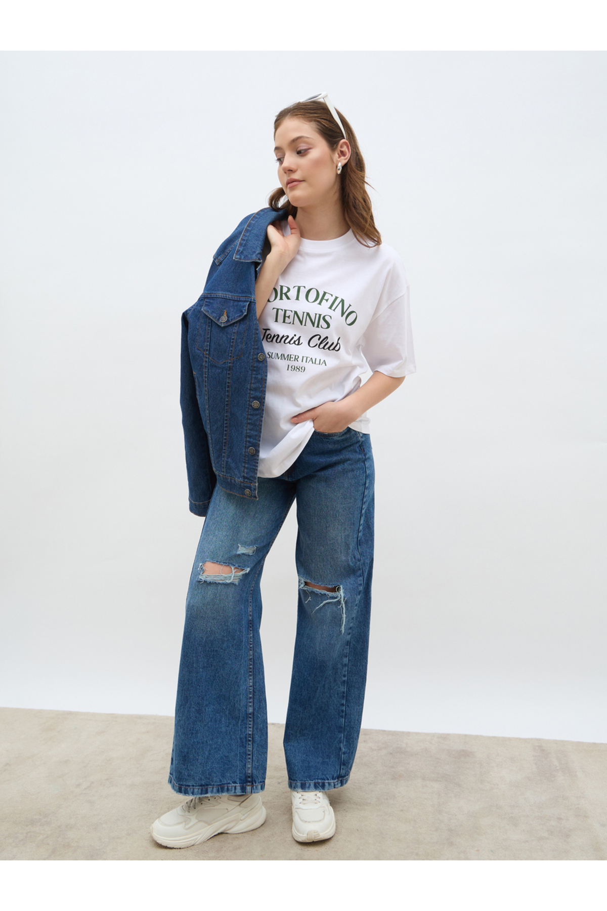 Styli Slogan Print Oversized T-Shirt