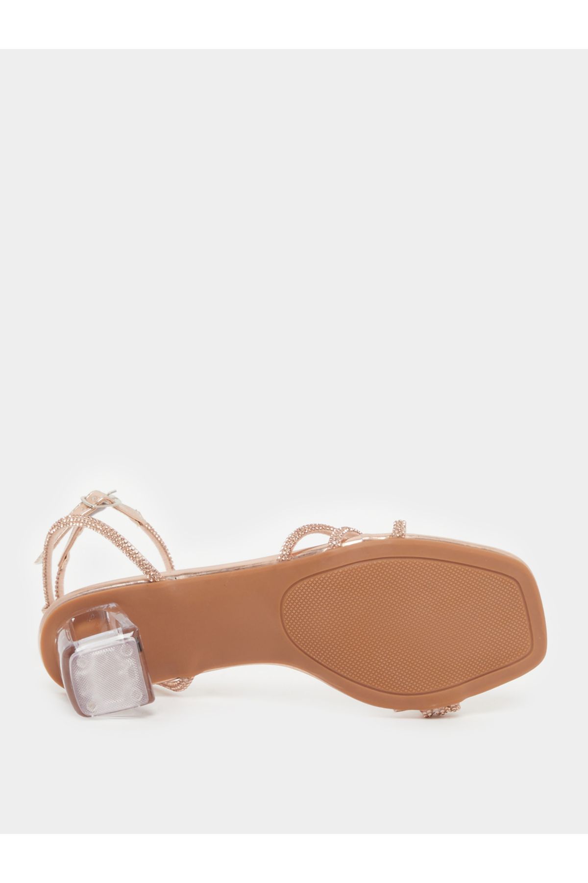 Take Two By Styli-Embellished Transparent Block Heel Sandals 7