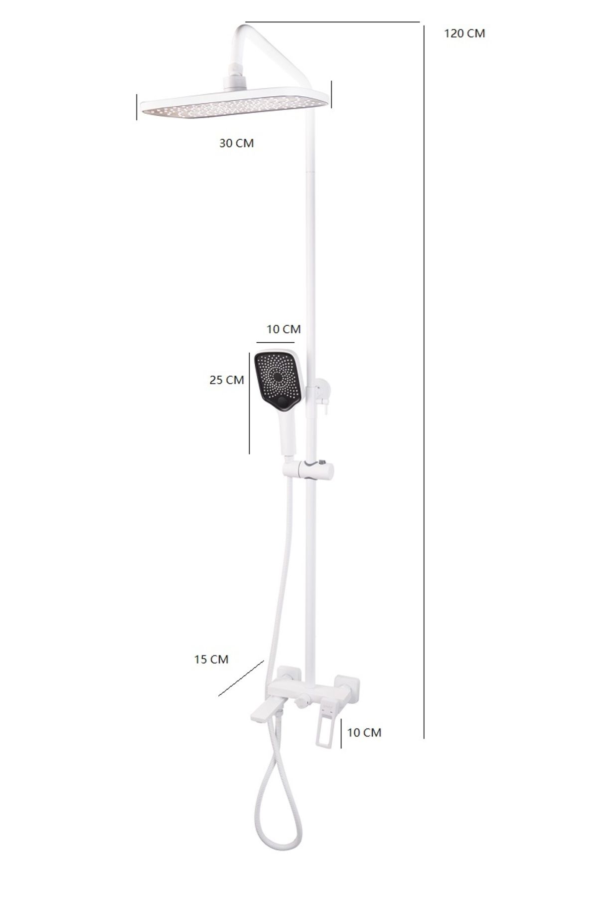 Trendy's Coloana De Dus Trendy’s, Slim Cu Trei Functii, Alb - One Size