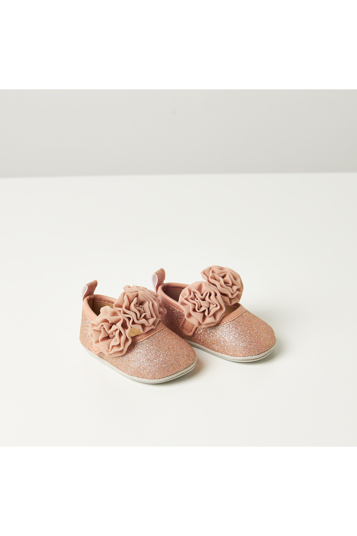 giggles-Rosette Detail Booties with Hook and Loop Closure 3