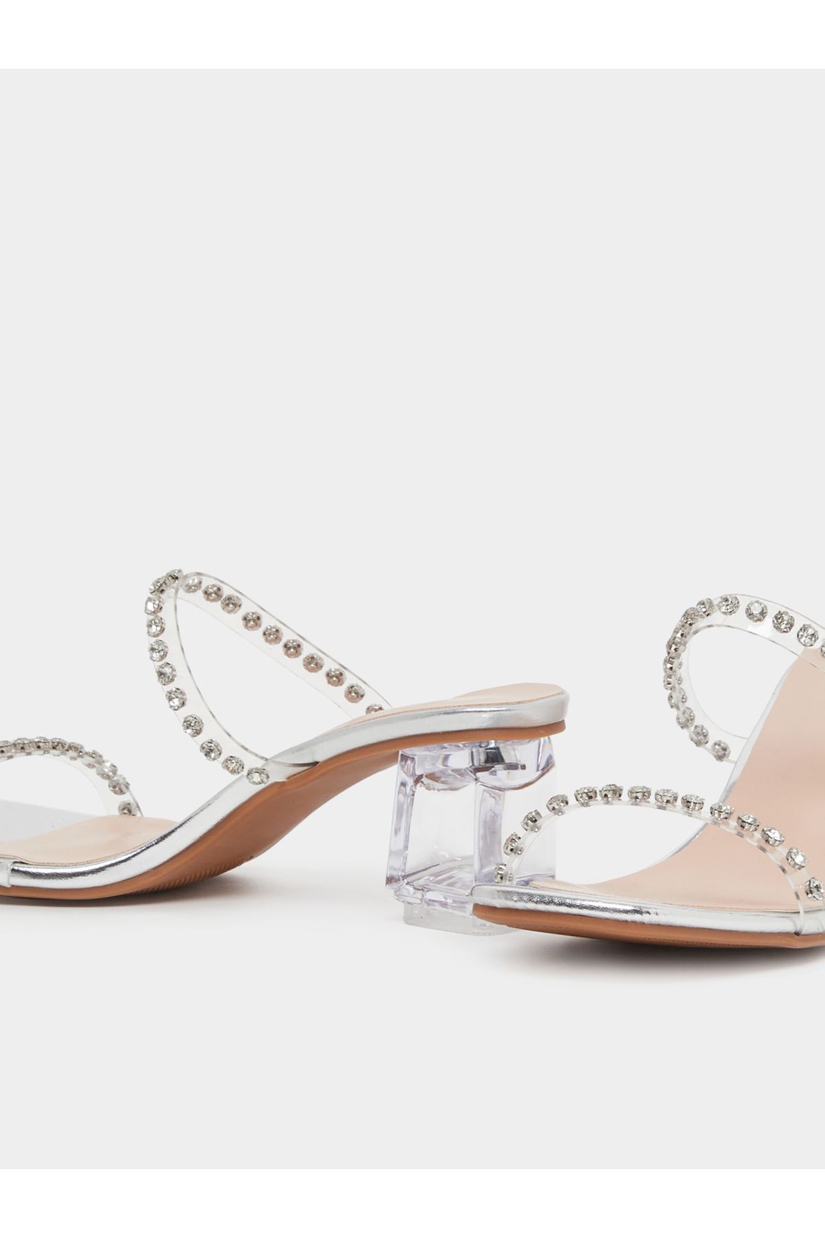 Styli-Embellished Open Toe Transparent Block Heel Sandals 3