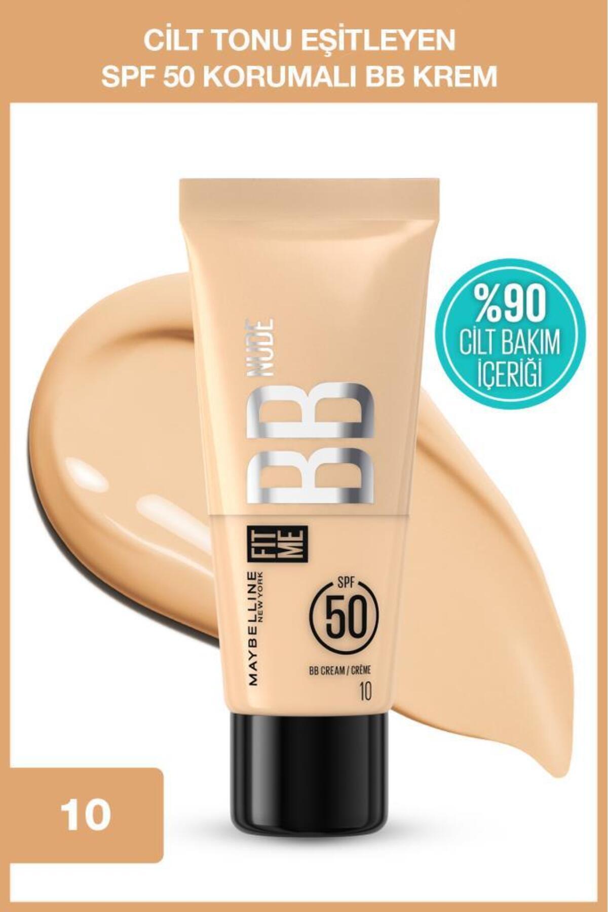 Maybelline New York Fit Me Nude Cilt Bakımı Etkili Nemlendirici SPF50 BB Krem - 10 - Fiyatı, Yorumları