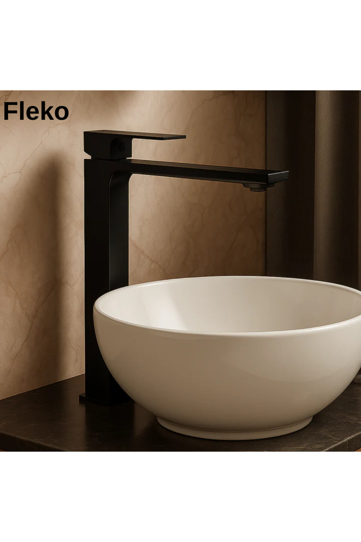 KAVİTİCARET Fleko Siyah Renkli Aç Kapa Sıcak Soğuk Su Girişli 5 Yıl Garantili Çanak Lavabo Bataryası