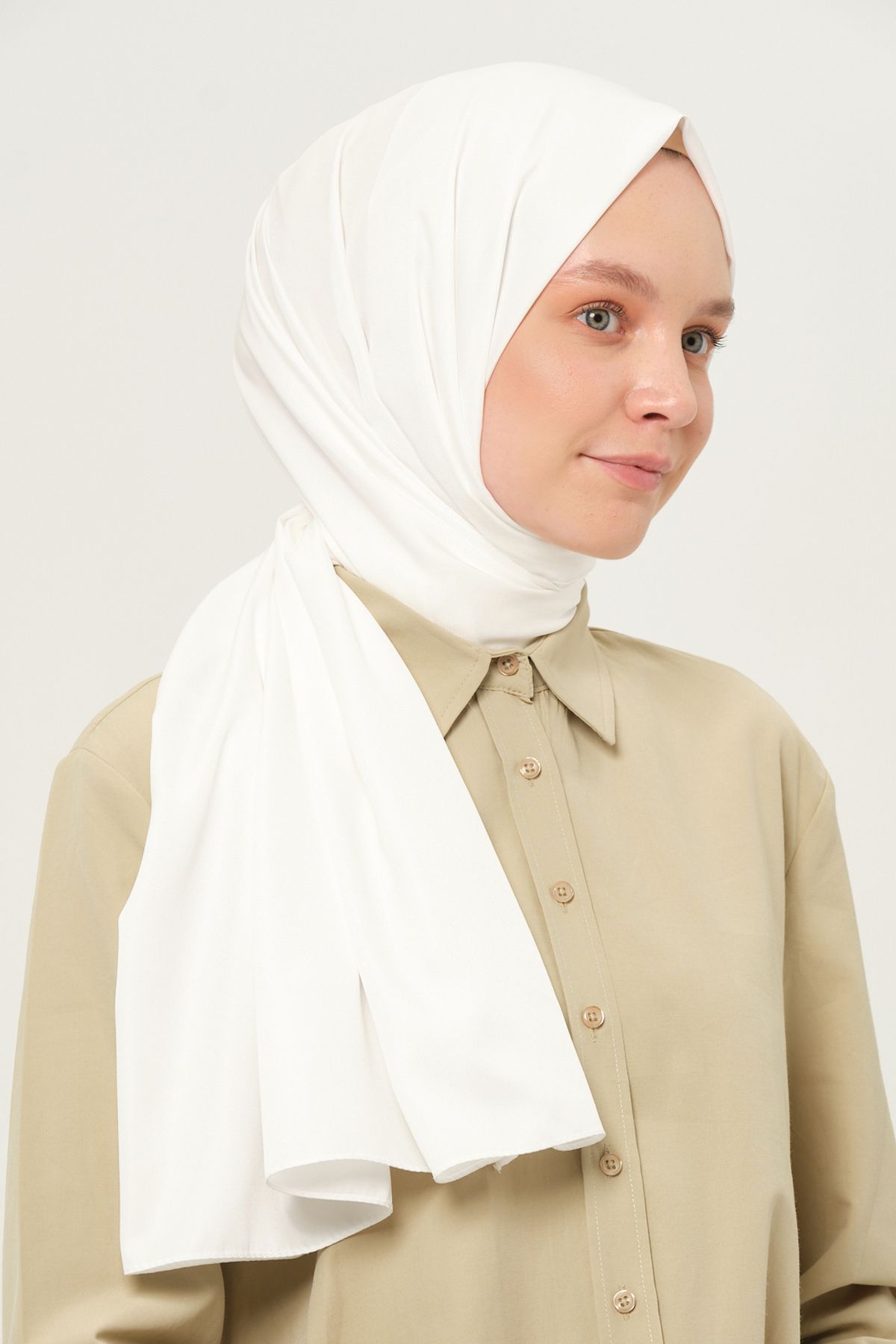 Madame Polo-Απλό Twil Shawl Off White Αντιολισθητικό ύφασμα χωρίς τσαλακώματα 4