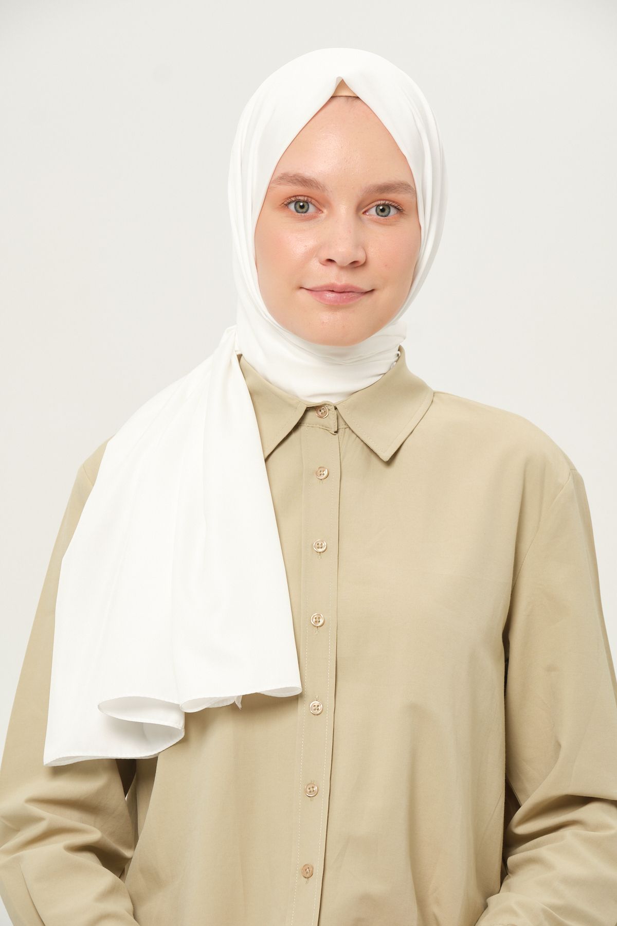 Madame Polo-Απλό Twil Shawl Off White Αντιολισθητικό ύφασμα χωρίς τσαλακώματα 3