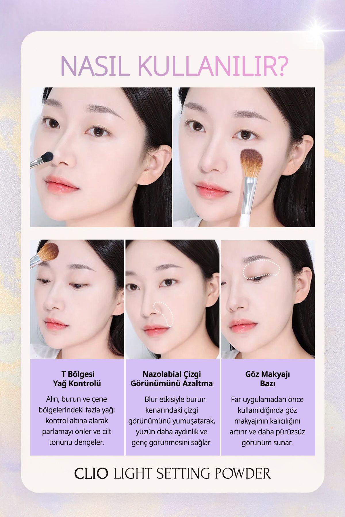CLIO-Tone Equalizing & Fixing, Fine Structure, Shimmering Powder Light Setting Powder 01 Lavender Wave 6