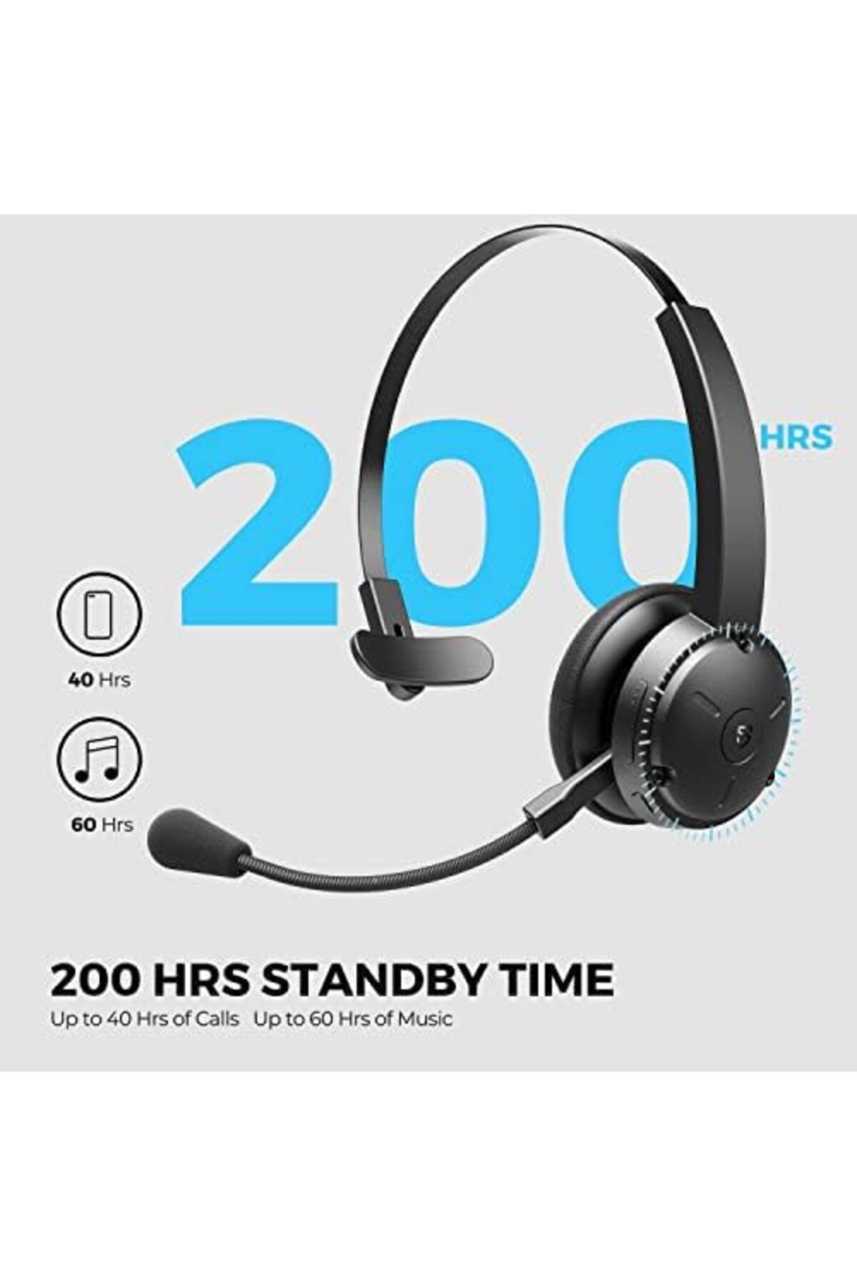 SoundPEATS-Wireless Bluetooth Headset A7 Pro with Microphone, AI Noise Cancellation, 40 Hours Playback for Comp 6