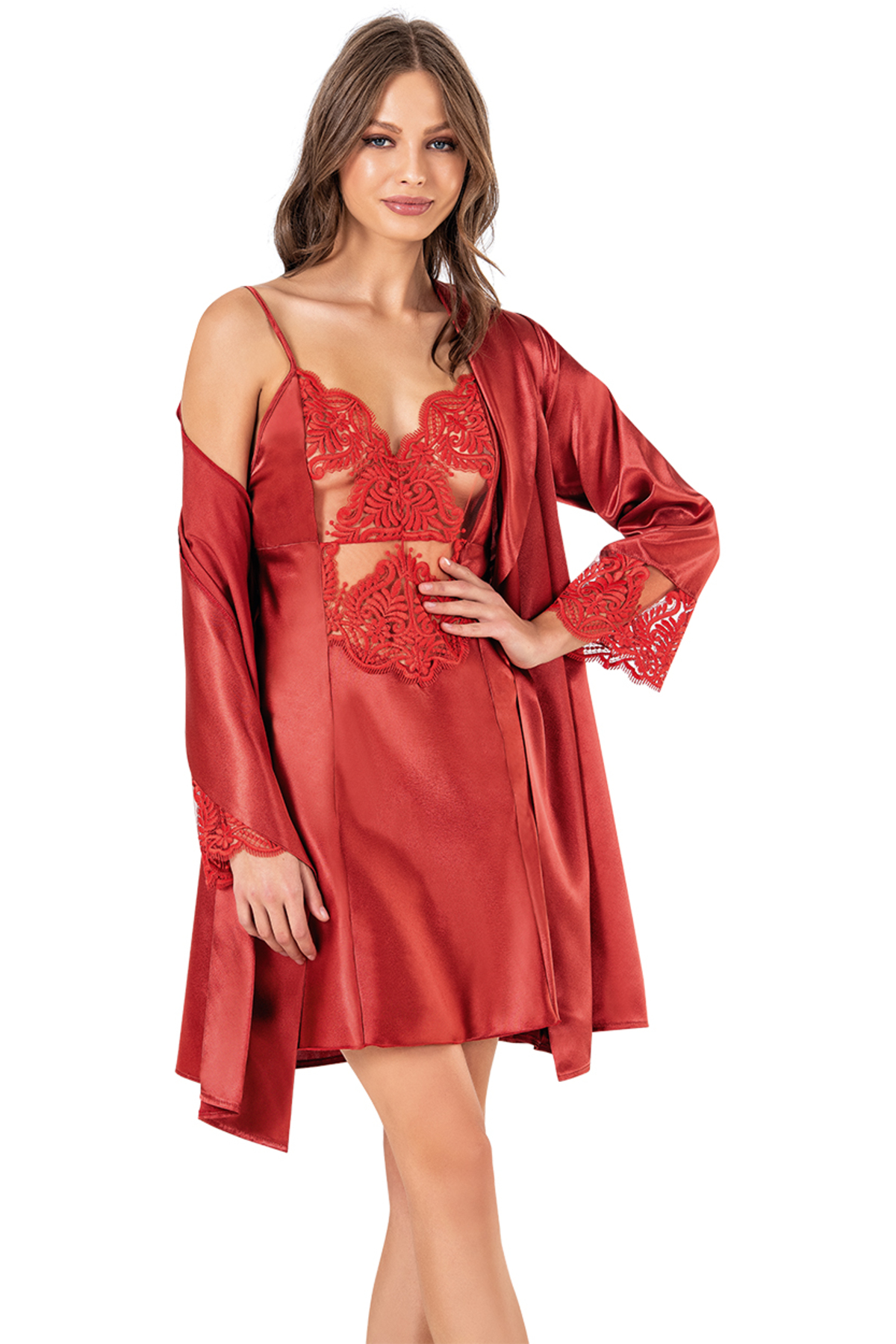 NightLove Kadın Kısa İkili Gecelik Takım 523 MOONGİRL