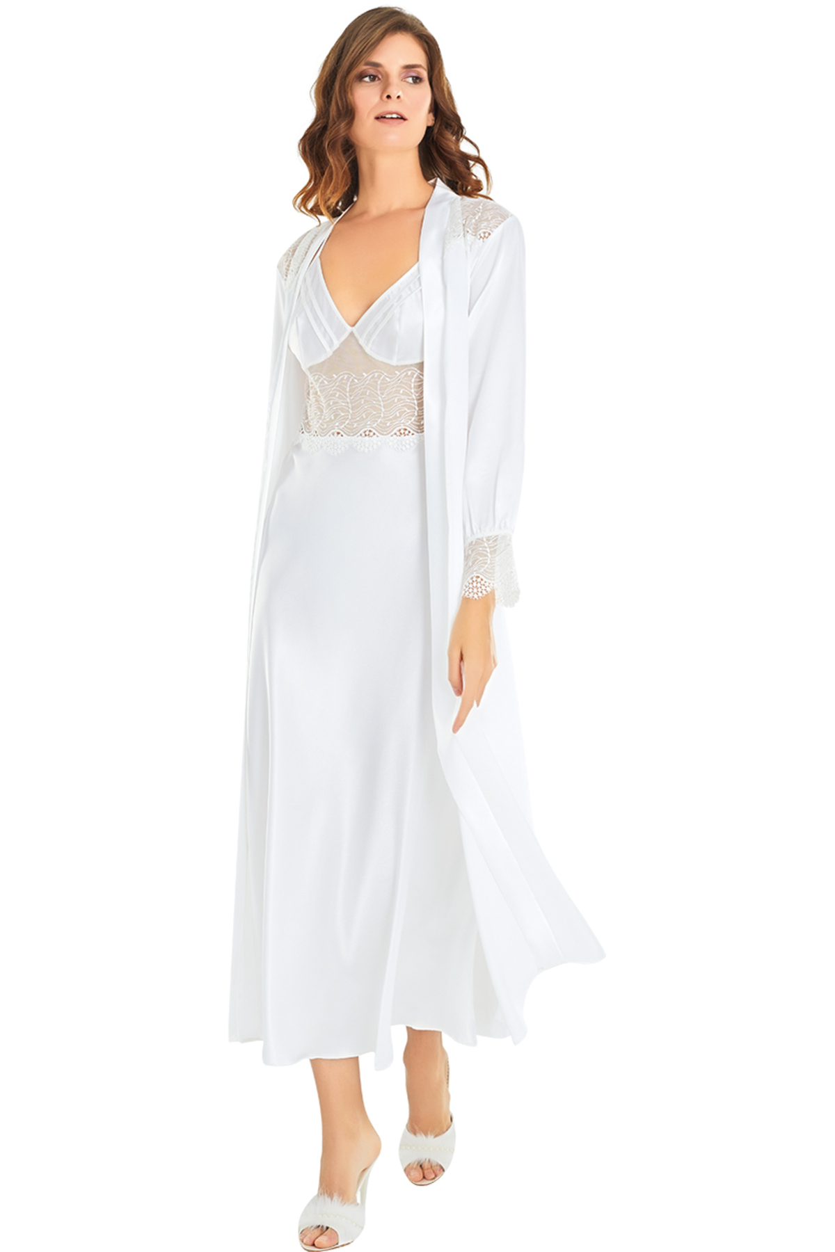 NightLove Kadın Uzun İkili Gecelik Takım 762 MOONGİRL