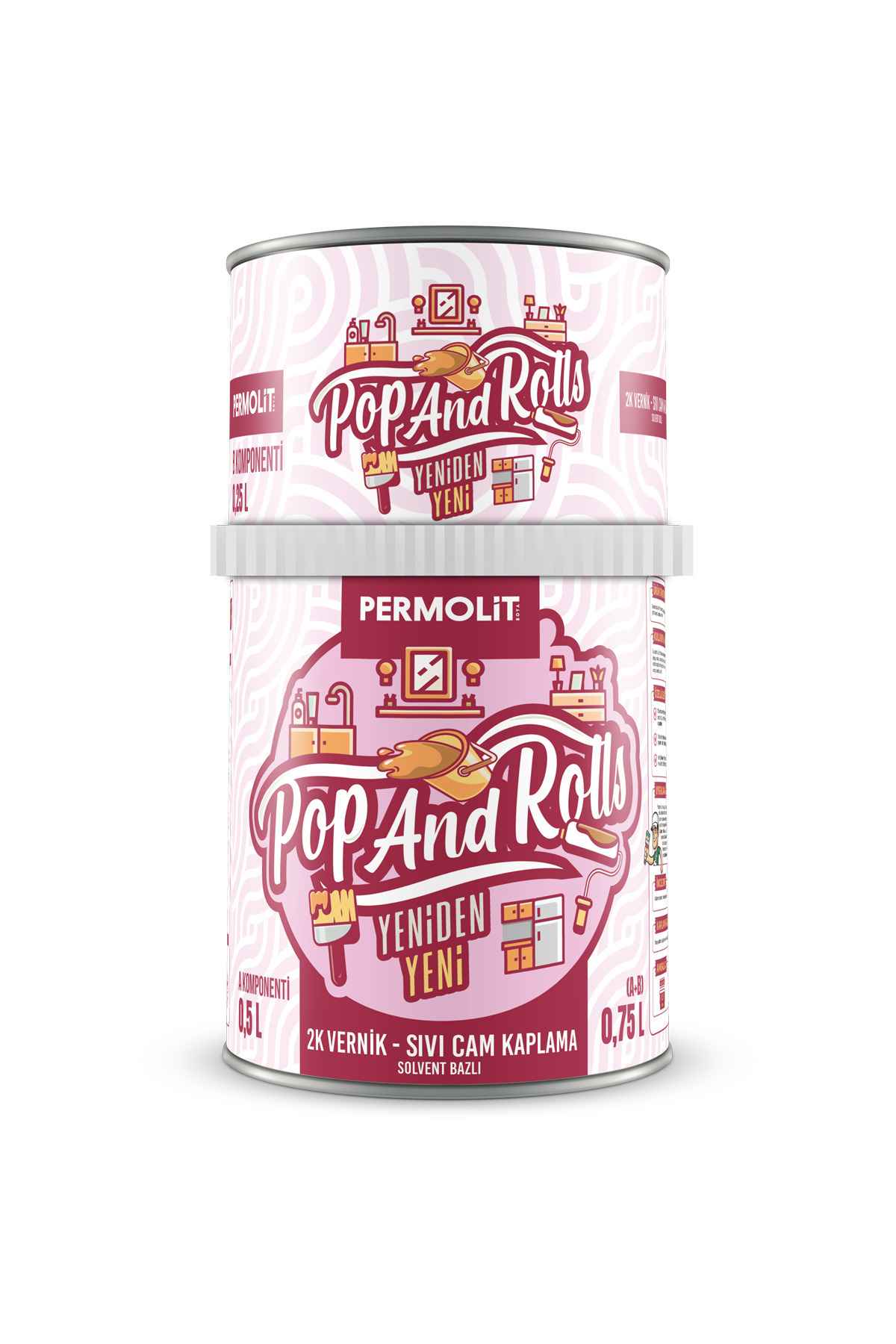 Permolit Pop and Rolls 2K Vernik - Sıvı Cam Kaplama - YARI MAT - 0.75 LT