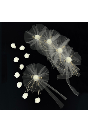 Bonicce 10 Adet Çiçekli Düğün Arabası Süsü Gelin Arabası Konvoy Süsü Bohça Sü...