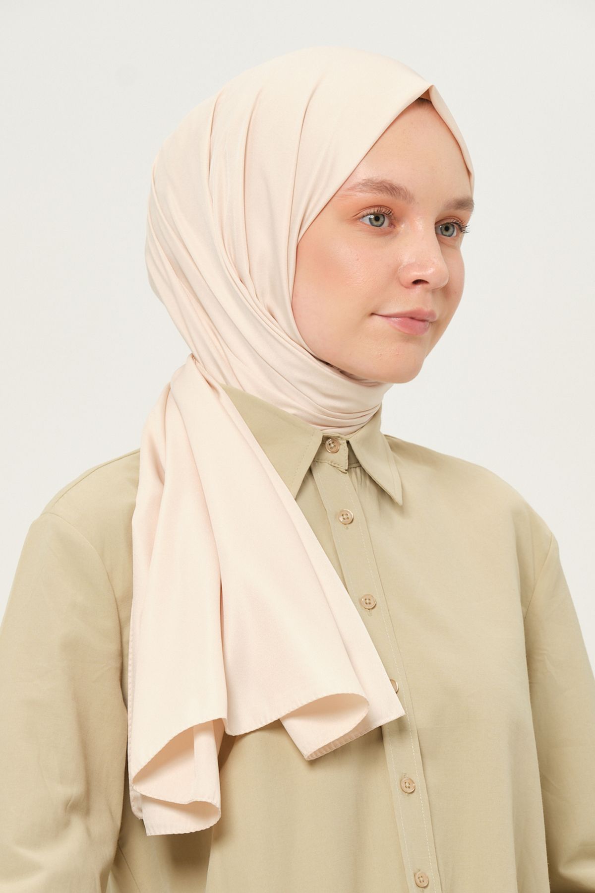 Madame Polo-Plain Twil Shawl Stone Non-Slip Wrinkle-Free Fabric 4
