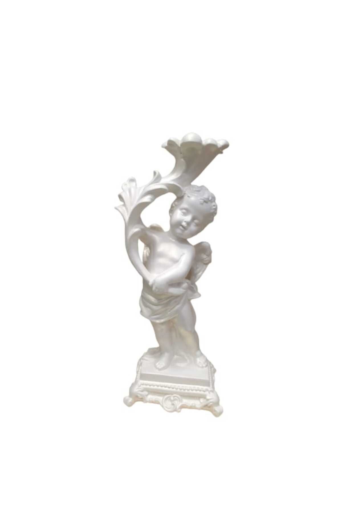 OEM-Resin Decoration Angel with Leaves, 32cm, Pearly White 2