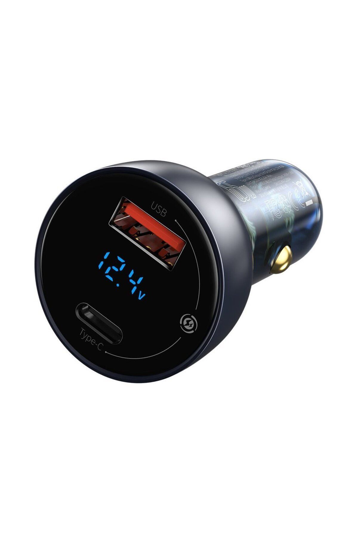 Baseus-Încărcător auto USB USB-C 65W 5A SCP QC PD Ecran LCD + Cablu USB-C Gri 5