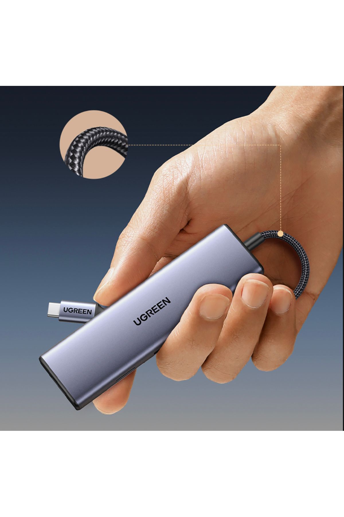 Ugreen-Adaptor HUB USB-C - 3x USB-A 3.0 / HDMI / VGA / RJ45 / SD / cititor card TF / USB-C PD - gri 11