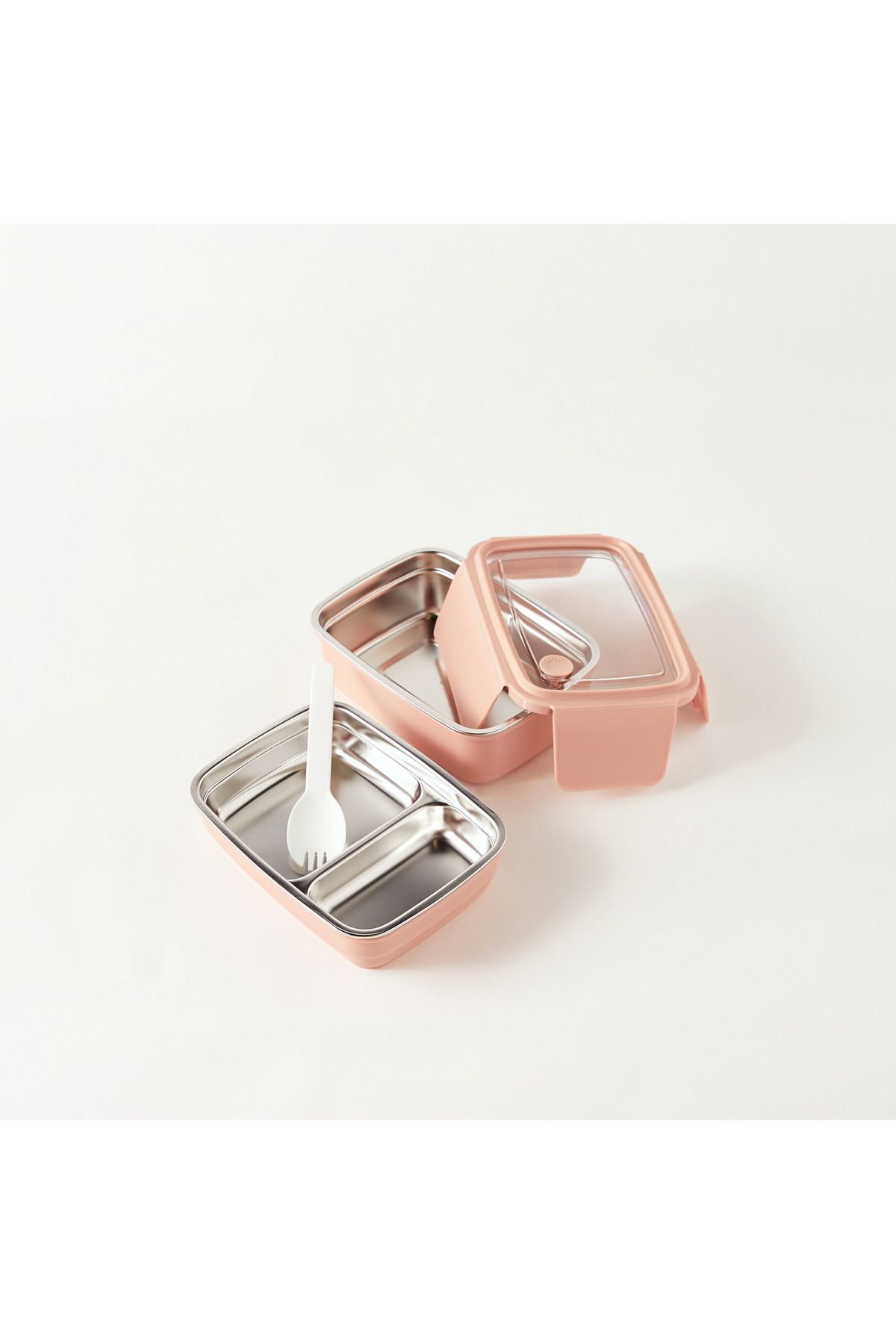 Lifestyle-Solid 2-Layer Lunch Box with Foldable Fork 2