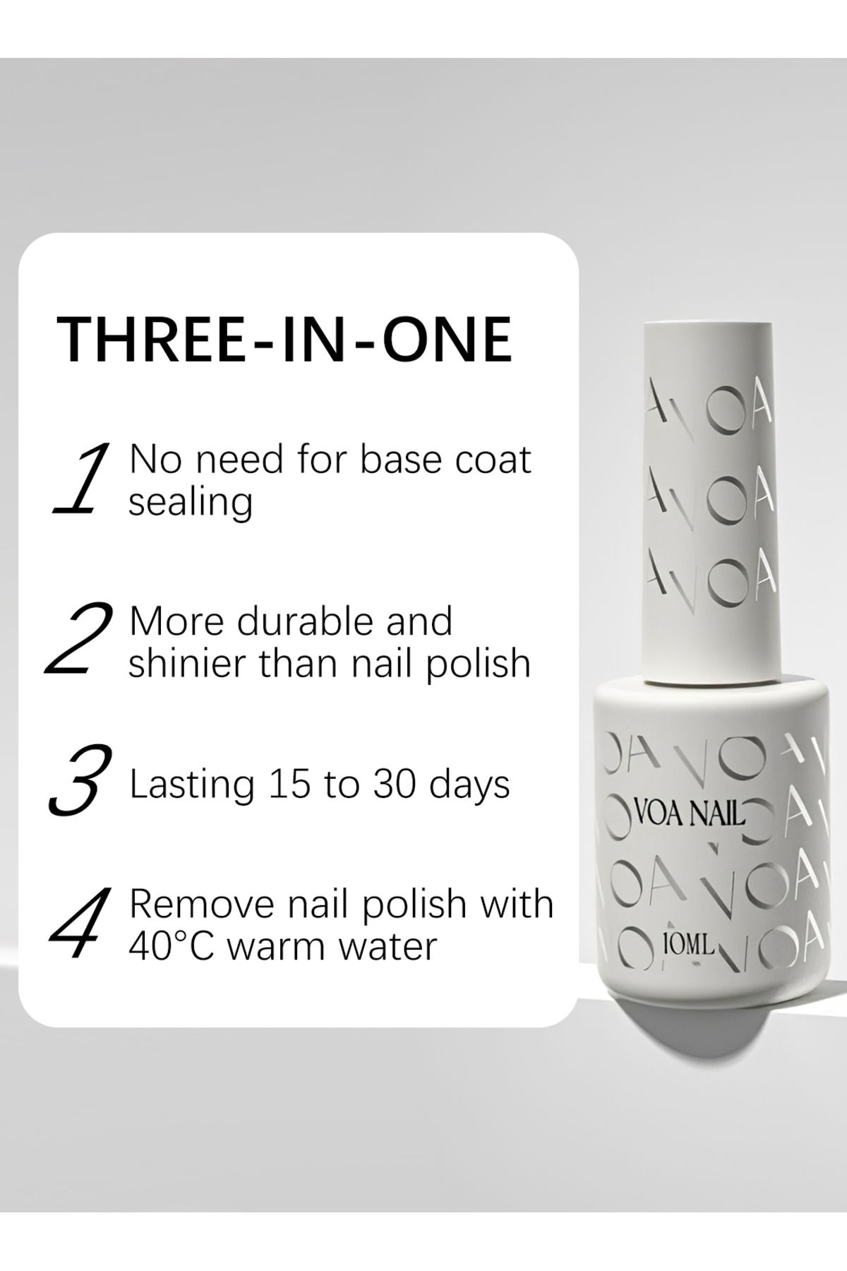 VOA-3 in 1 One Step Gel Polish Soak Off UV LED without Base and Top Coat for Starter Salon, Home 10ml 5