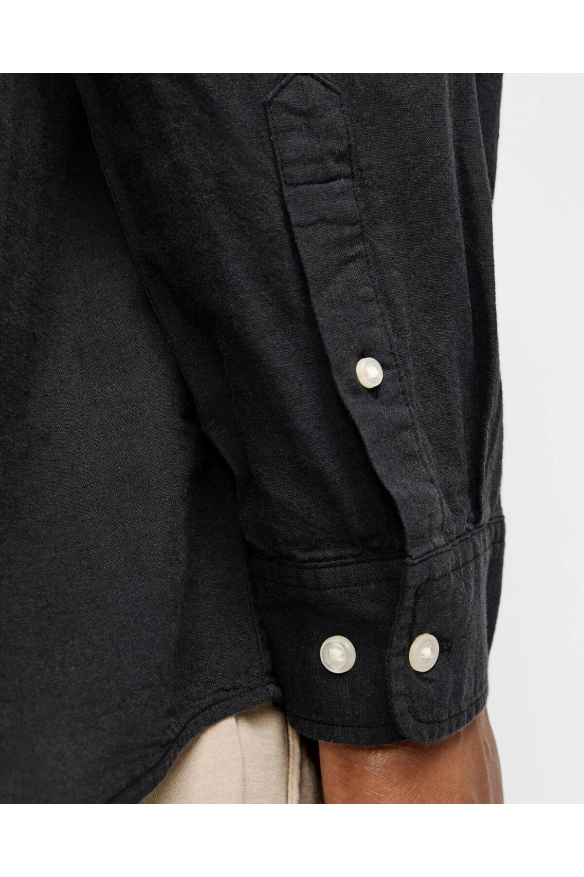 Jack & Jones JACK&JONES 12269089 BATTAL BUYUK BEDEN JJEBREEZE LINEN BLEND ERKEK UZUN KOL GOMLEK görsel 4