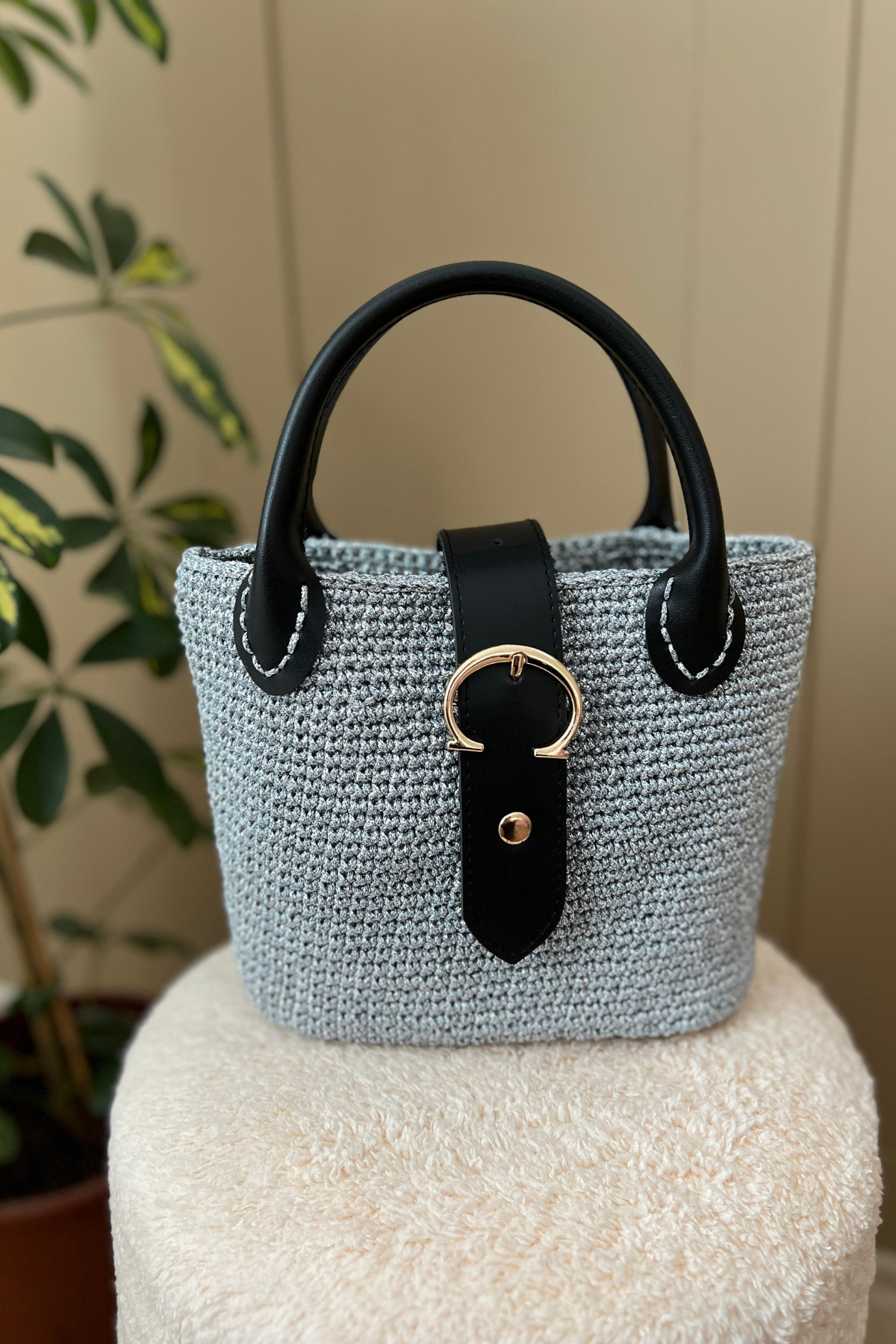 BD fold yarn-Κάλυμμα γλώσσας Zebra Pattern Bag Weave Kit με στρογγυλή πόρπη 3