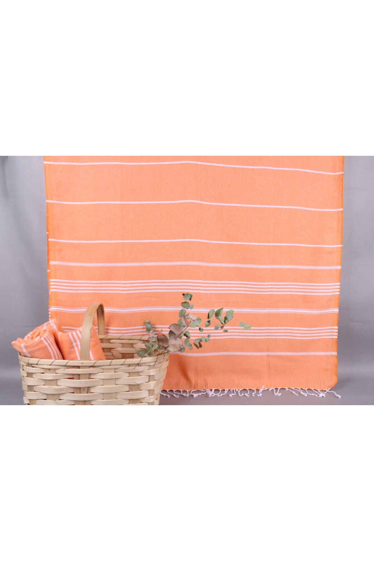 Seviliko %100 Pamuk Çizgili Hamam Spa Plaj Sultan Peştamal Havlu Turuncu