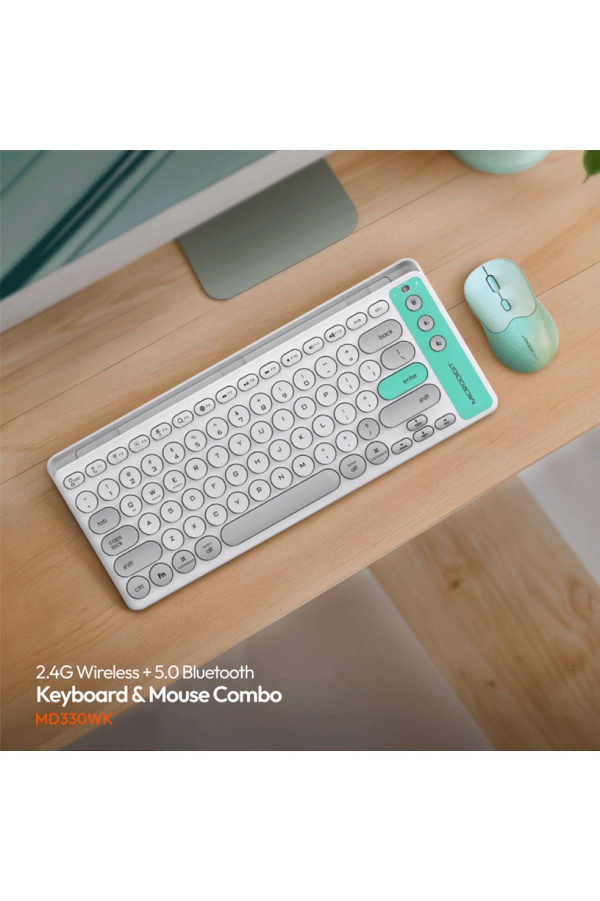 Microdigit-مجموعة لوحة مفاتيح وماوس لاسلكية مع دعم للغة العربية والإنجليزية من 2