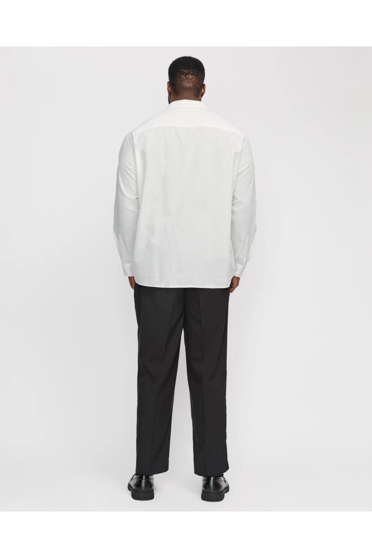 Jack & Jones JACK&JONES 12269089 BATTAL BUYUK BEDEN JJEBREEZE LINEN BLEND ERKEK UZUN KOL GOMLEK görsel 2