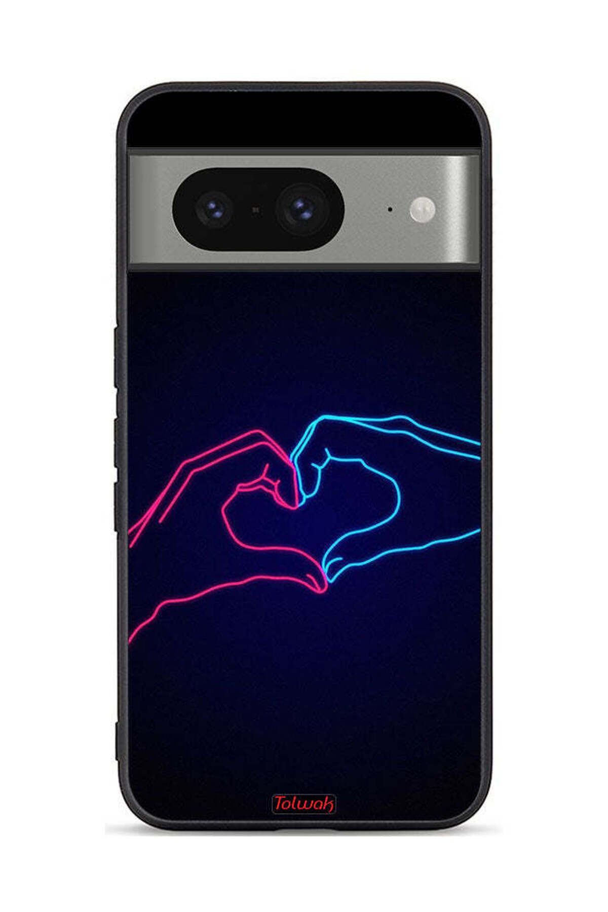 Tolwak-Google Pixel 8 Protective Case Cover Touching Hand Making Heart 1