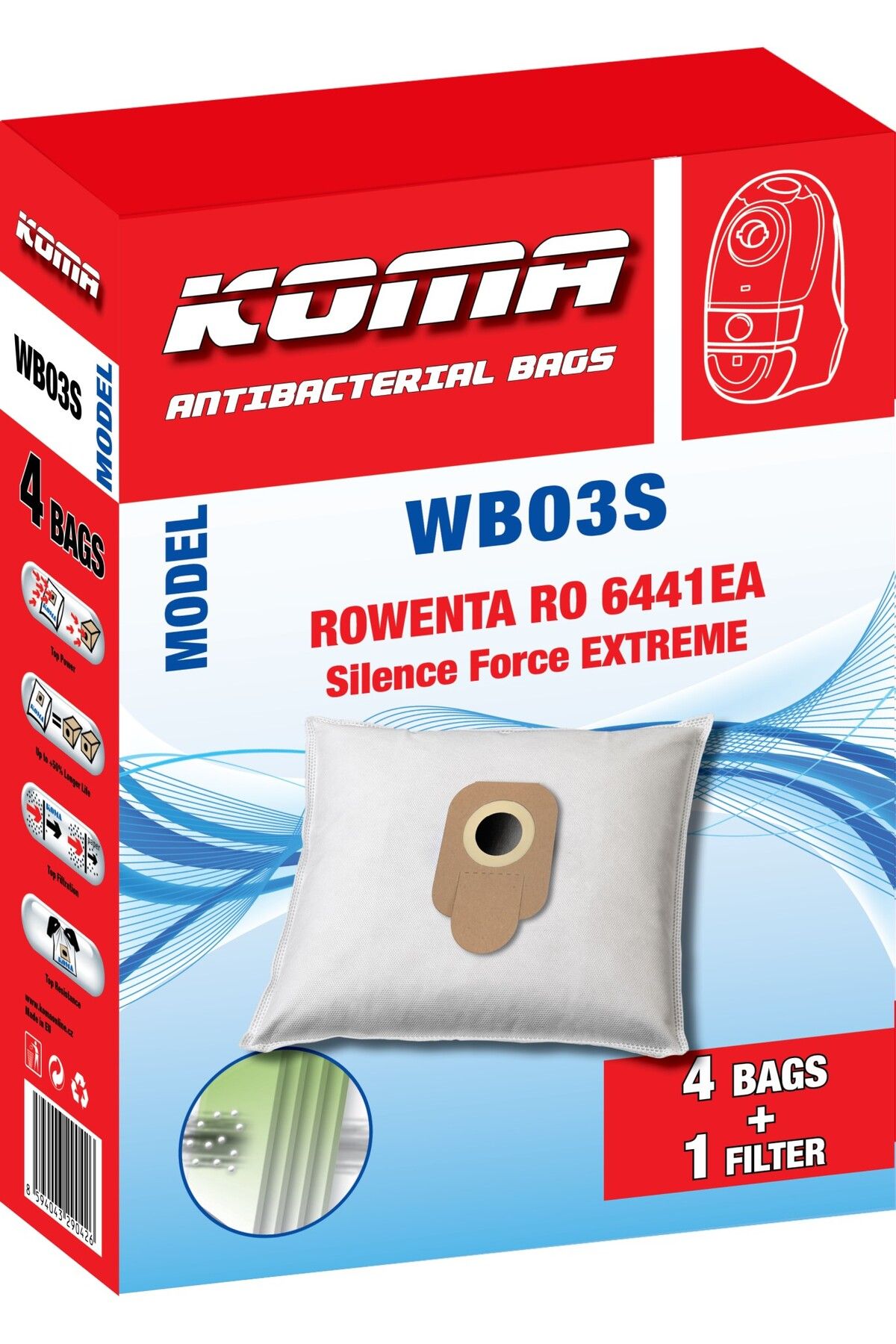 KOMA-WB03S - Set of 20 bags for Rowenta Silence Extreme RO6441EA vacuum cleaner 3