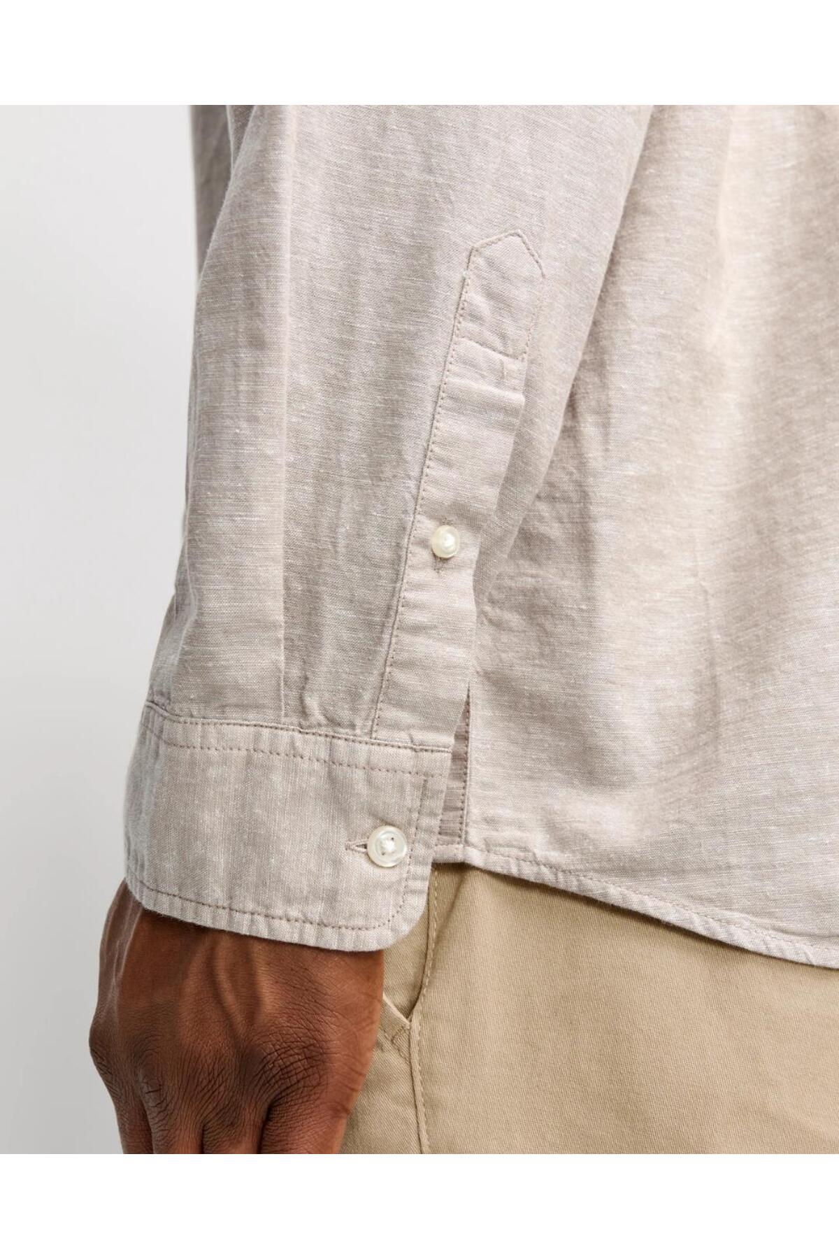 Jack & Jones JACK&JONES 12269089 BATTAL BUYUK BEDEN JJEBREEZE LINEN BLEND ERKEK UZUN KOL GOMLEK görsel 4