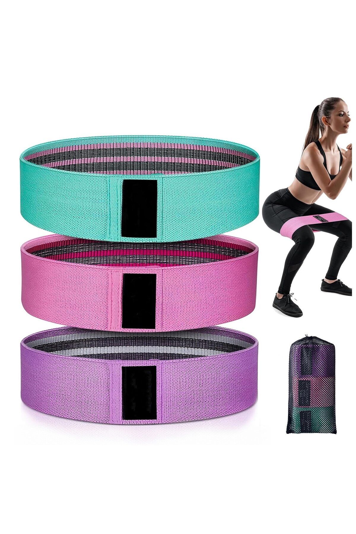 BYONDSELF-Banda Elastica, BYONDSELF®, 76x8 cm, 3 Niveluri de Rezistenta, Saculet Inclus, Latex , Multi 4
