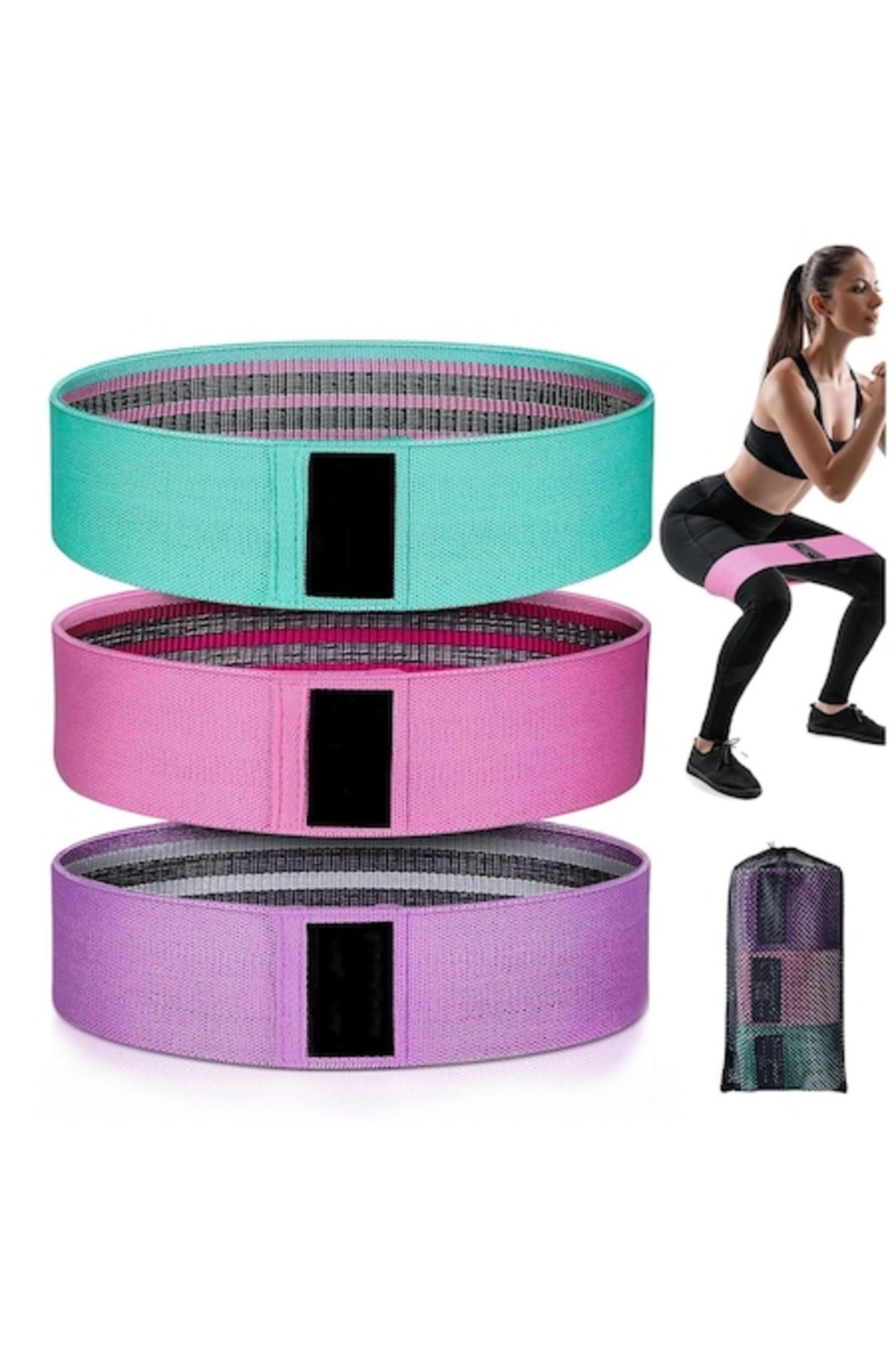 BYONDSELF-Banda Elastica, BYONDSELF®, 76x8 cm, 3 Niveluri de Rezistenta, Saculet Inclus, Latex , Multi 1