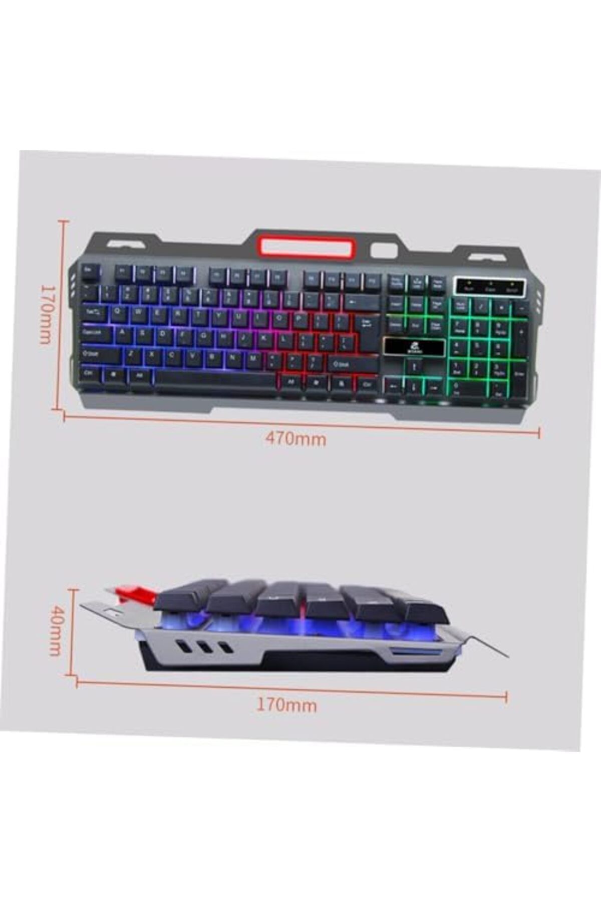 Generic-لوحة مفاتيح الألعاب MUNTAQI RGB - لوحة مفاتيح سلكية ذات إحساس ميكانيكي مع إضاءة خلفية LED، مضادة للظلال، Ergo 3