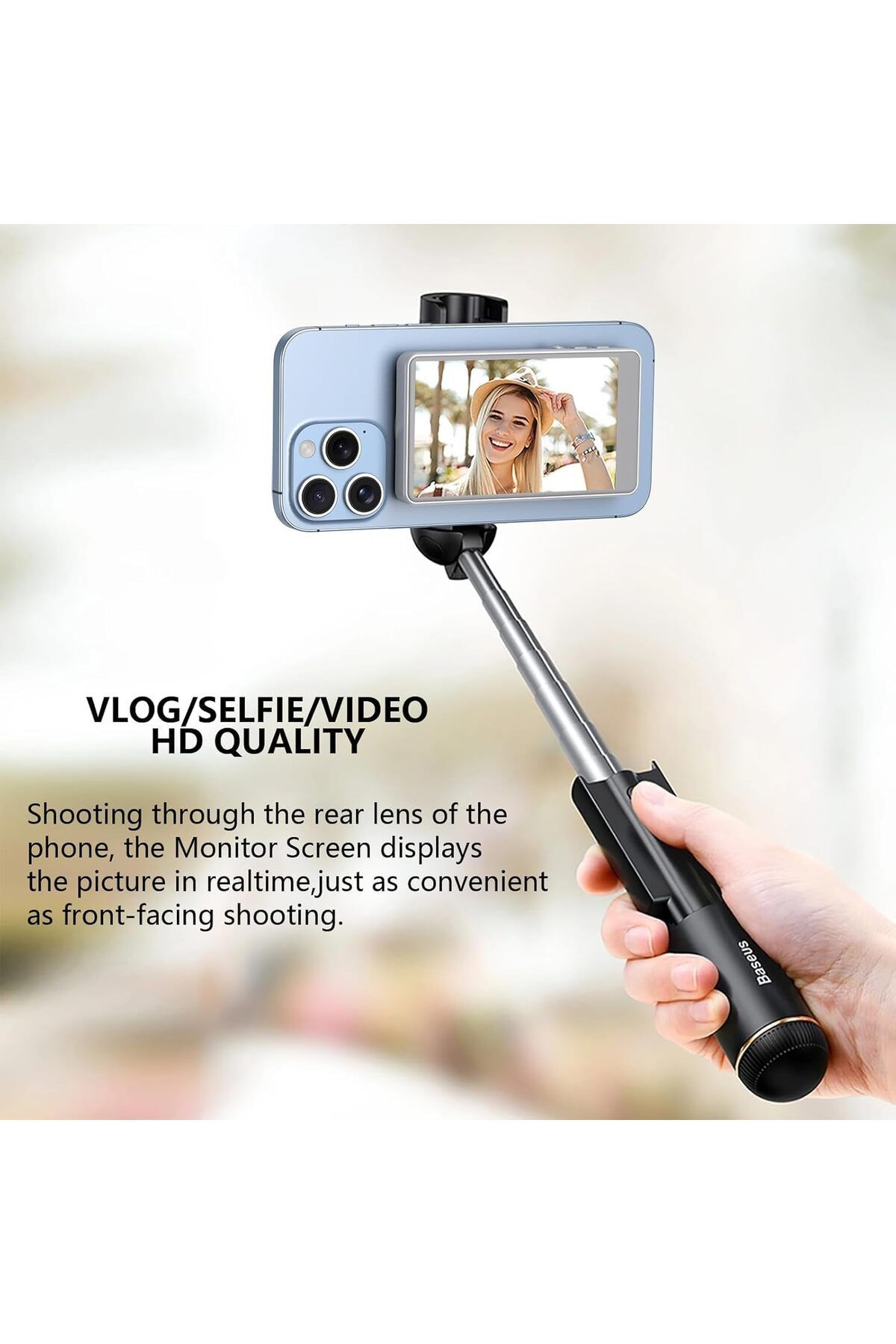 Generic-شاشة مراقبة سيلفي Vlog مقاس 4 بوصات للهاتف - شاشة كاميرا خلفية لاسلكية مغناطيسية مع جهاز تحكم عن بعد 7