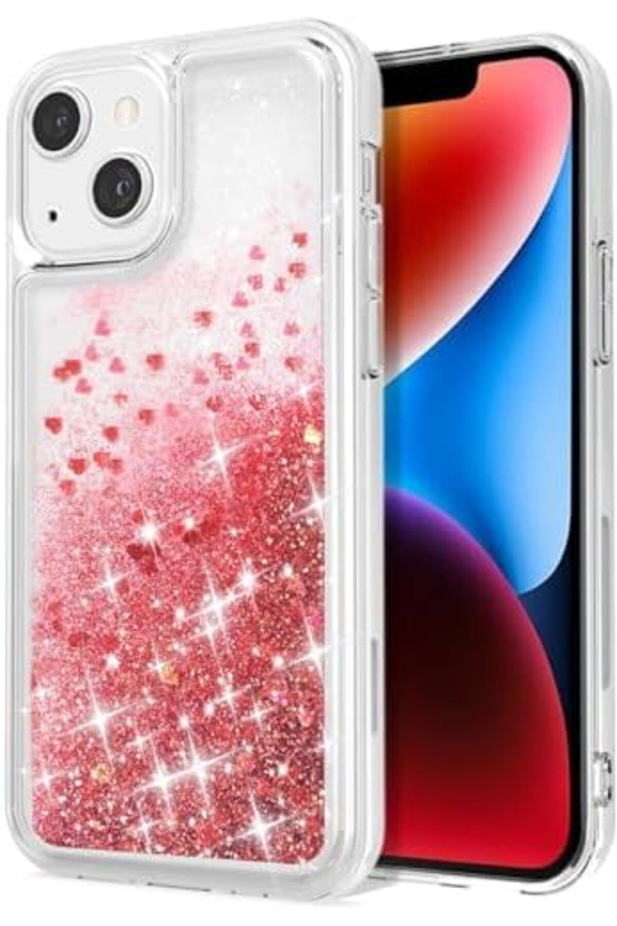 Generic-15 Case – Red Glitter Liquid Floating Waterfall TPU Case with Sparkling Quicksand Sequins, Shockpr 1