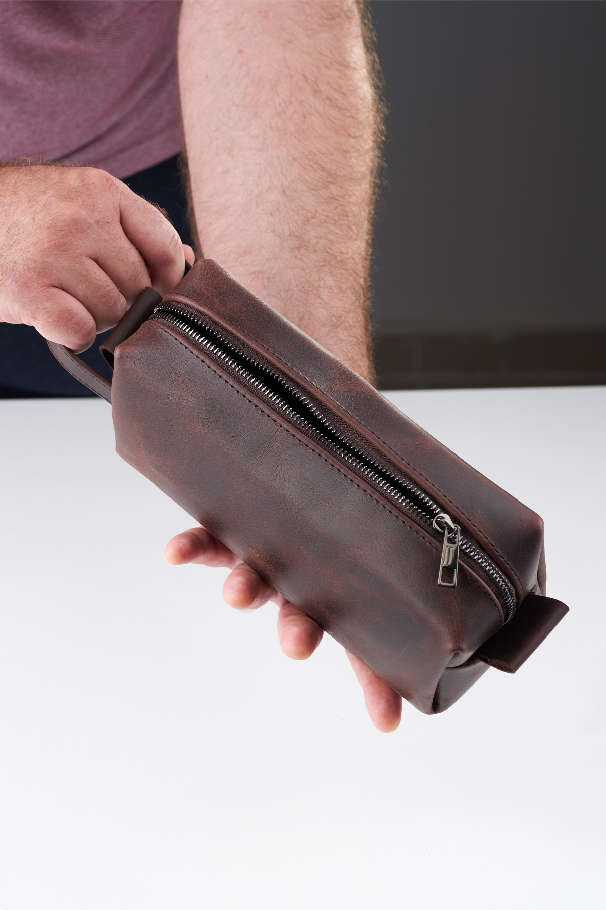 CGN Leather Dopp Kit Çanta Hakiki Deri görsel 6