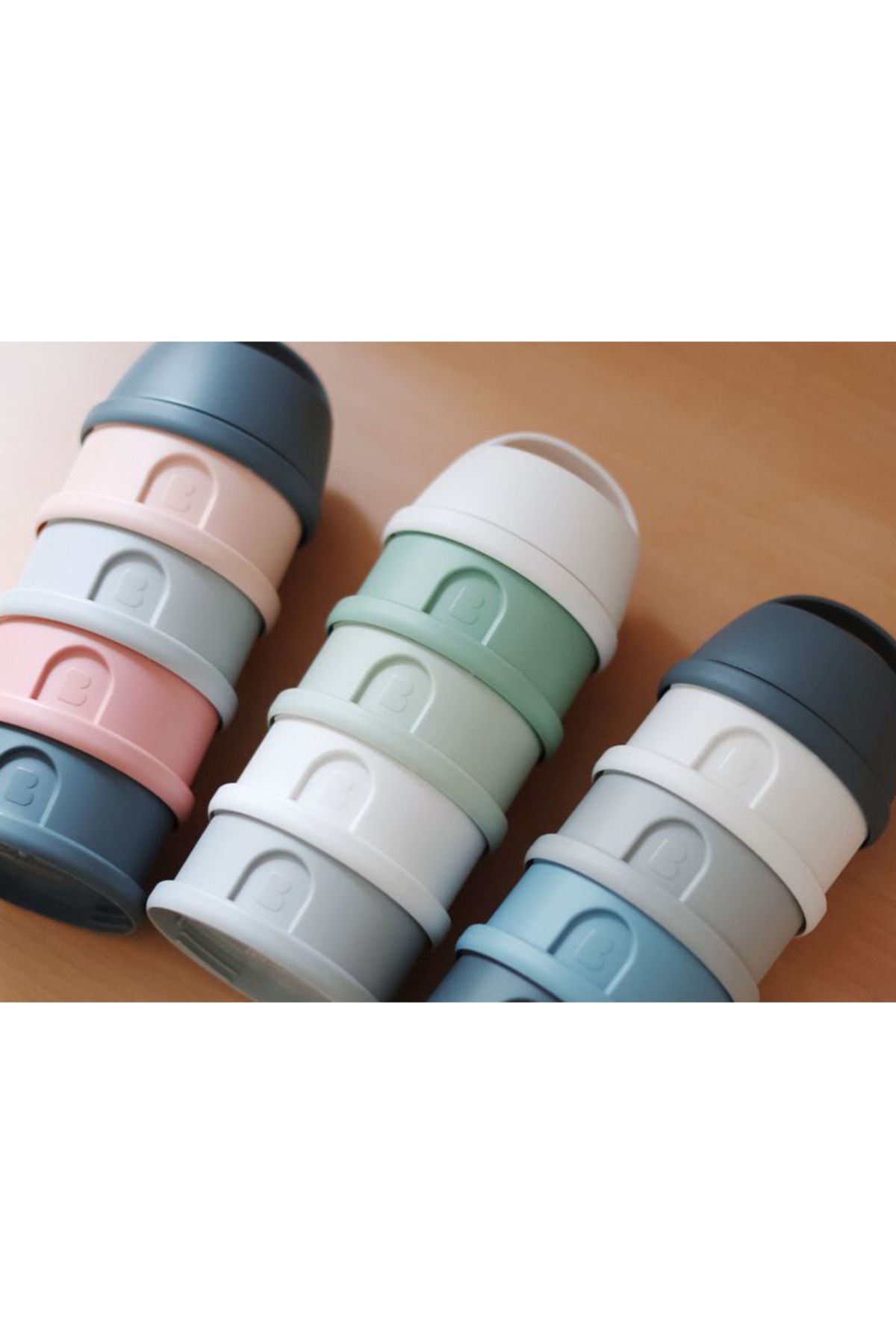 Beaba-Recipient lapte praf 4 compartimente Mineral Grey/Blue 4