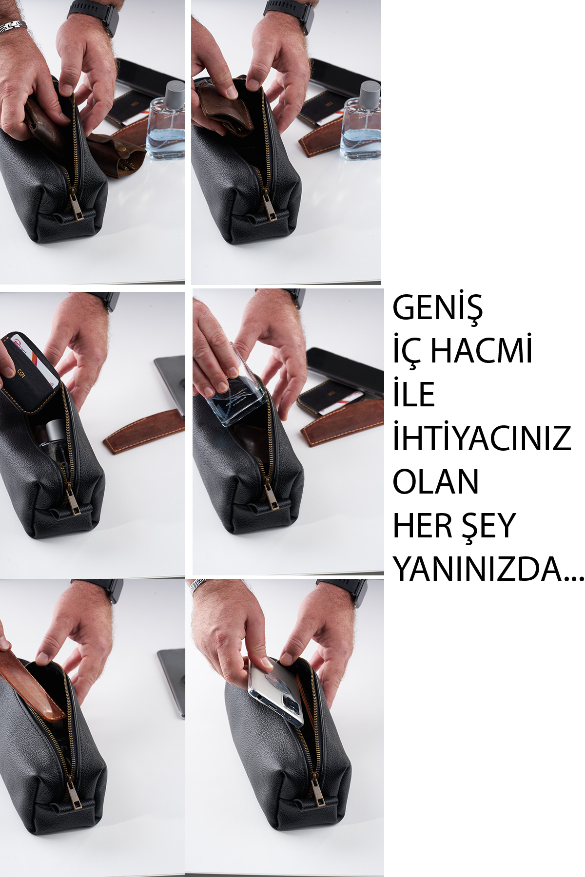 CGN Leather Dopp Kit Çanta Hakiki Deri görsel 3