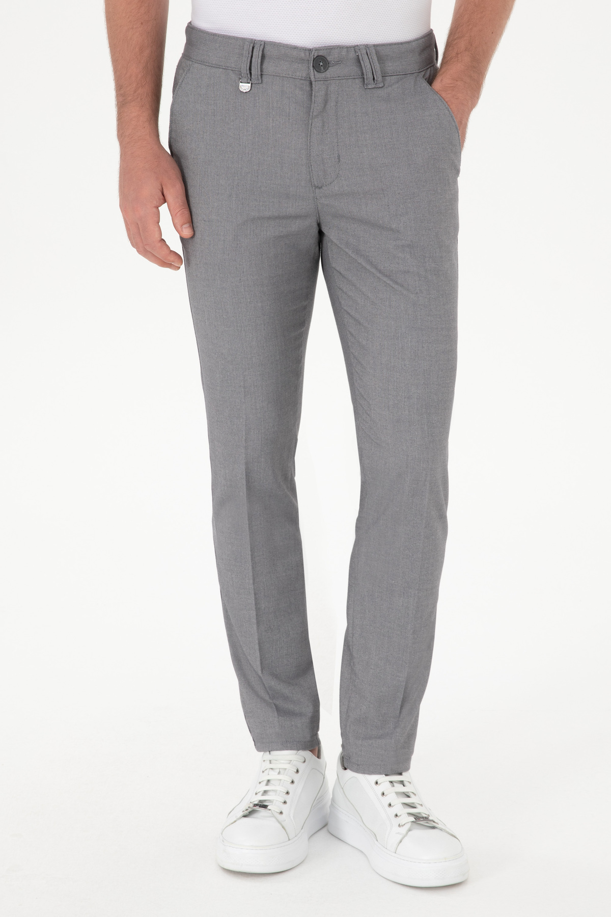 U.S. Polo Assn. Erkek Slim Fit Gri Kanvas Pantolon 50299990-VR024 görsel 2