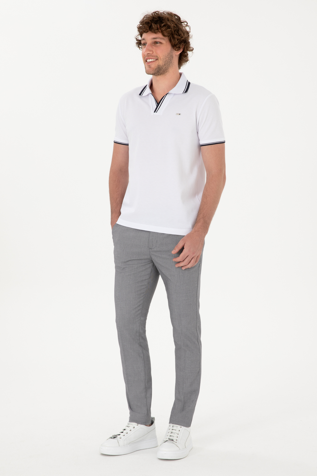 U.S. Polo Assn. Erkek Slim Fit Gri Kanvas Pantolon 50299990-VR024 görsel 3