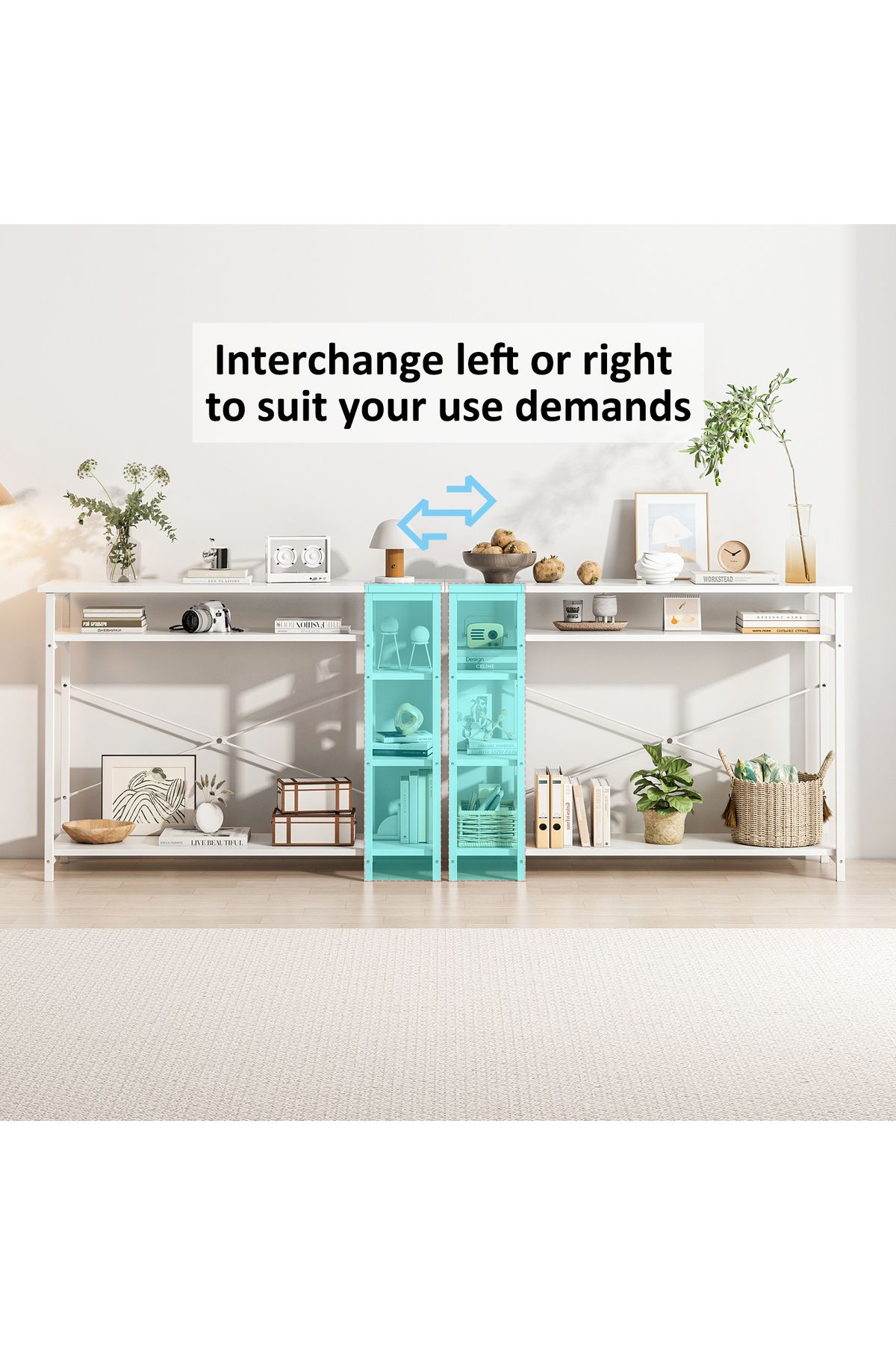 Sheinhome-طاولات كونسول لغرفة المعيشة، طاولة مدخل مع 4 أرفف تخزين، طاولة طويلة خلف الأريكة 5