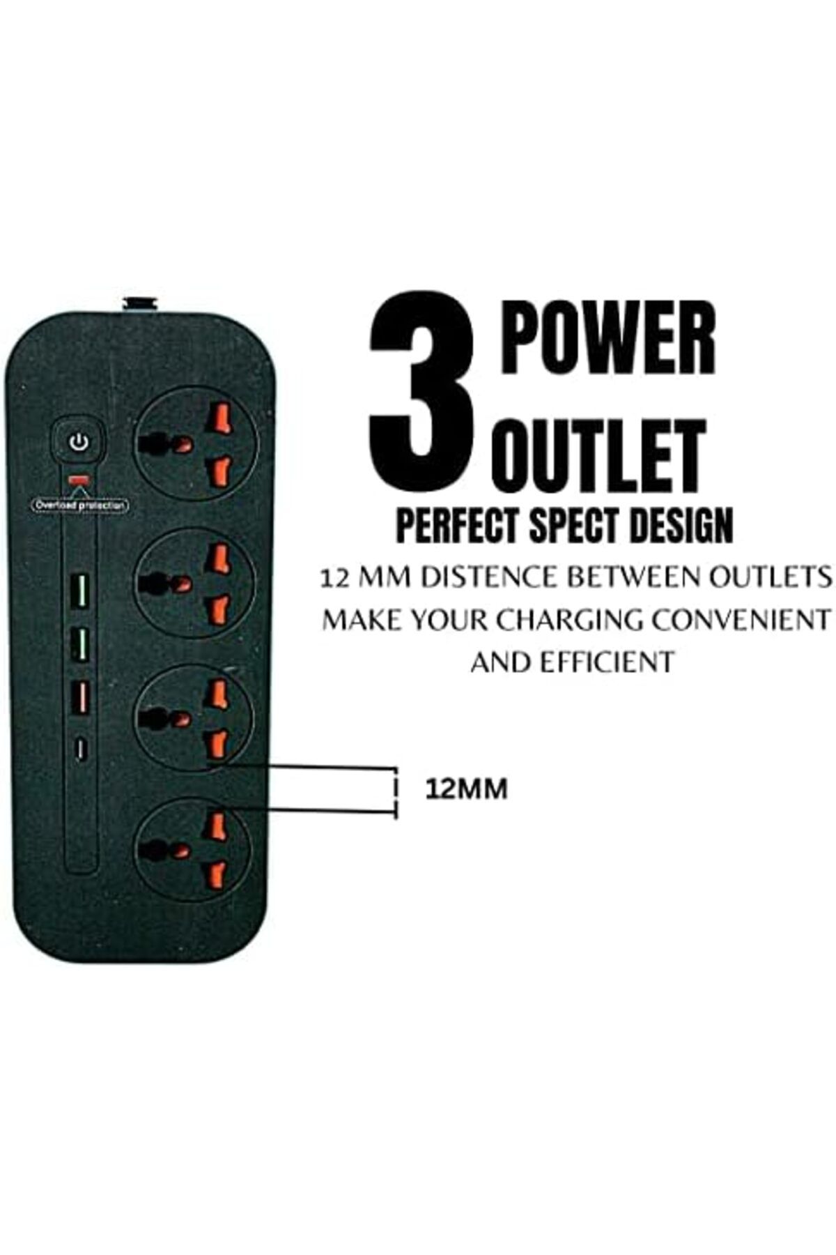 Biki-شريط طاقة مزود بثلاثة منافذ USB، ومنفذ PD واحد، وأربعة منافذ، ومضاد للكهرباء الساكنة، وحماية من الحمل الزائد، بقوة 3000 وات 4