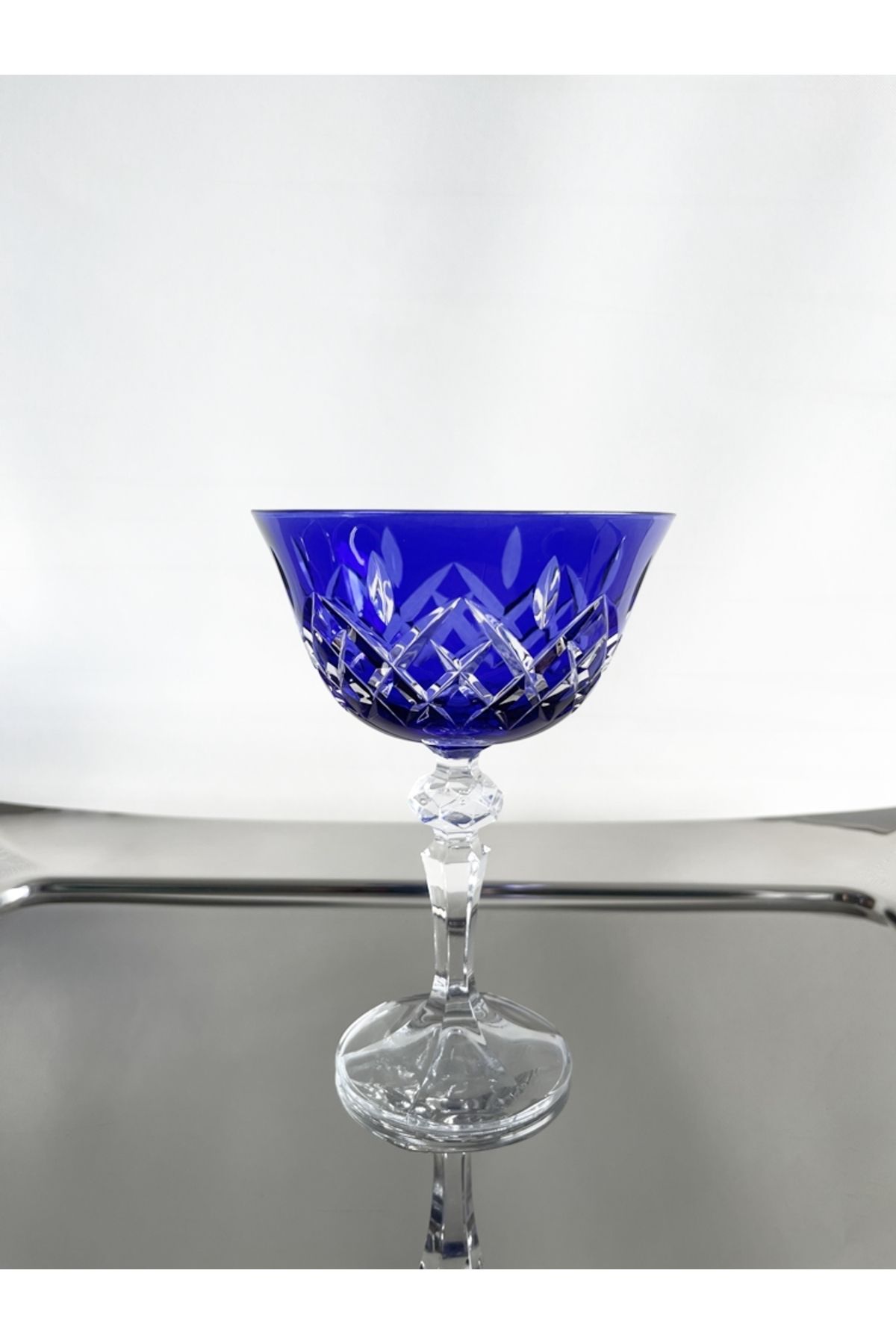 DECOSTYLE-Crystal Bohemia Colored Footed Decor Square 1 Pcs Mouth Width 10.5 cm Height 15 cm 1