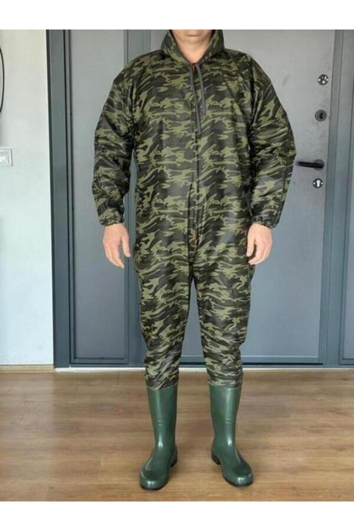  سرهمی کلاه‌دار ضد آب طرح‌دار پی‌وی‌سی با چکمه