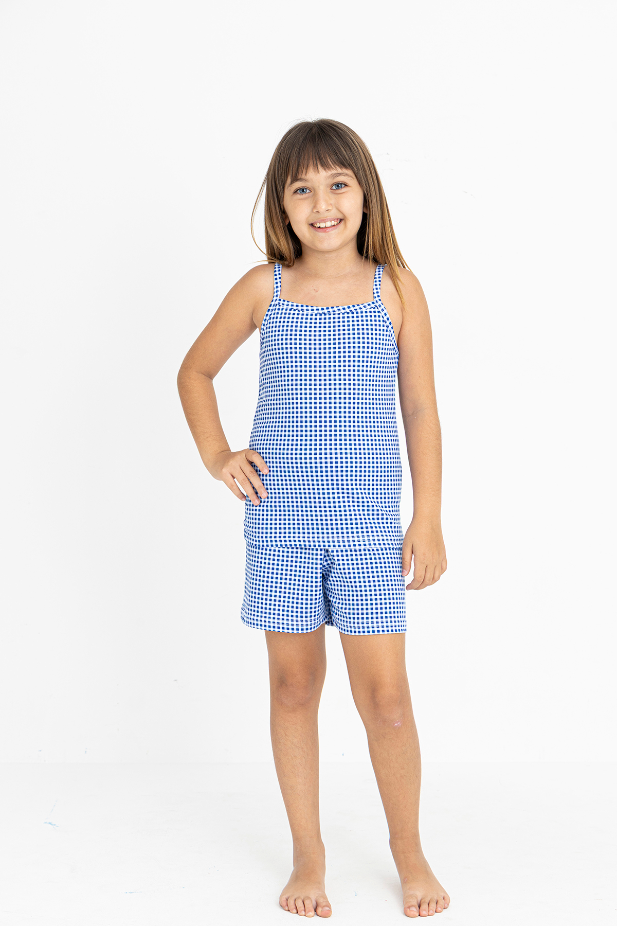GIRLS COTTON PAJAMAS SET WITH ROPE STRAP AND SHORTS