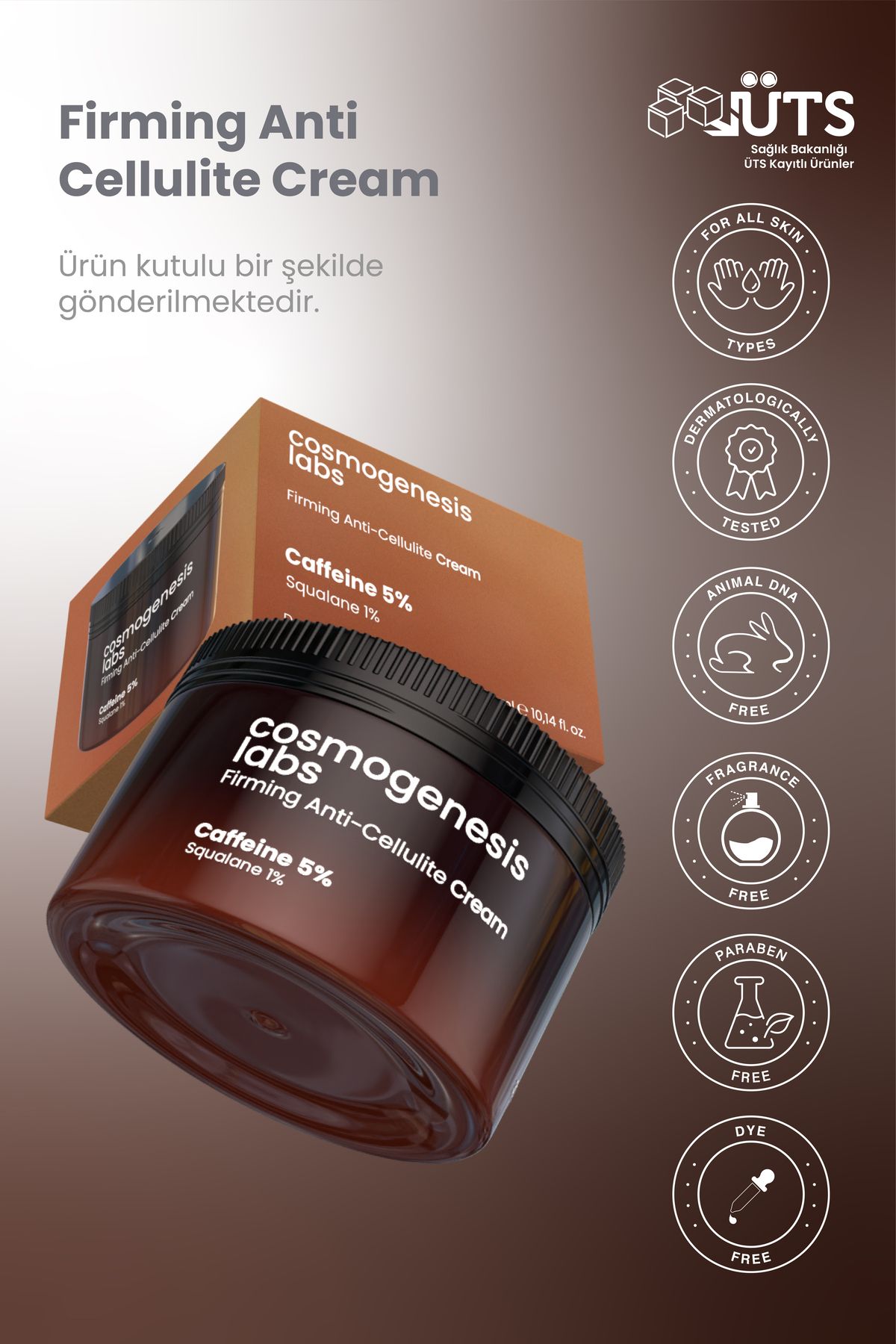 Cosmogenesis Labs-Cellulite Cream Containing 5% Caffeine 300 ml - Anti-Stretch Mark Vegan That Provides Firming Regional Slimming 5