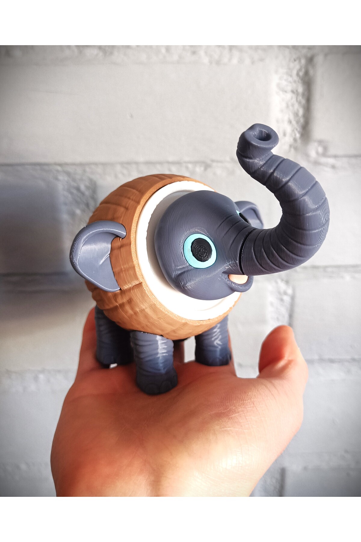 3D Baskılı Mafsallı Fil Figürü - Masaüstü Oyuncak - İsim Yazılabilir