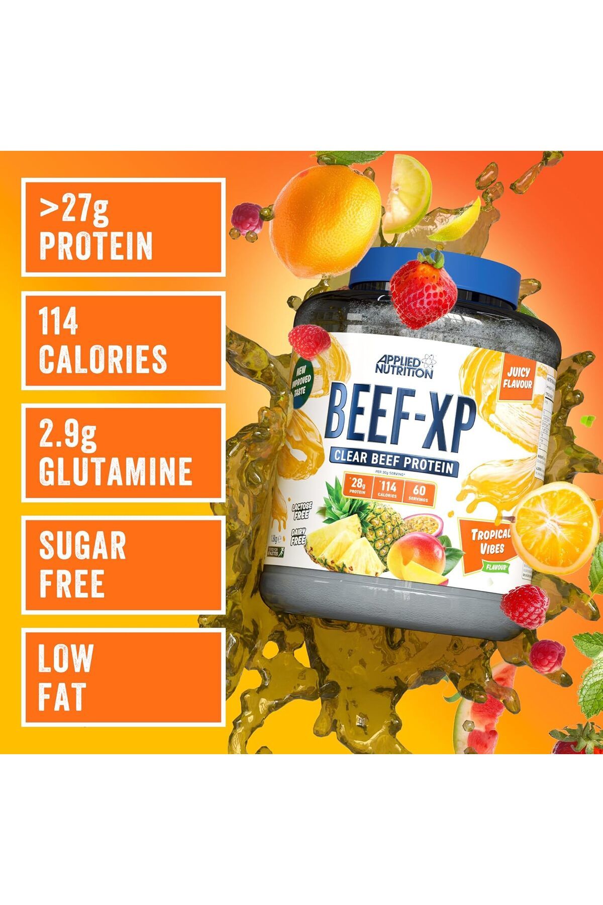 applied nutrition-Beef-xp Clear Hydrolysed Beef Protein Isolate, Tropical Vibes, 1.8 Kg 7