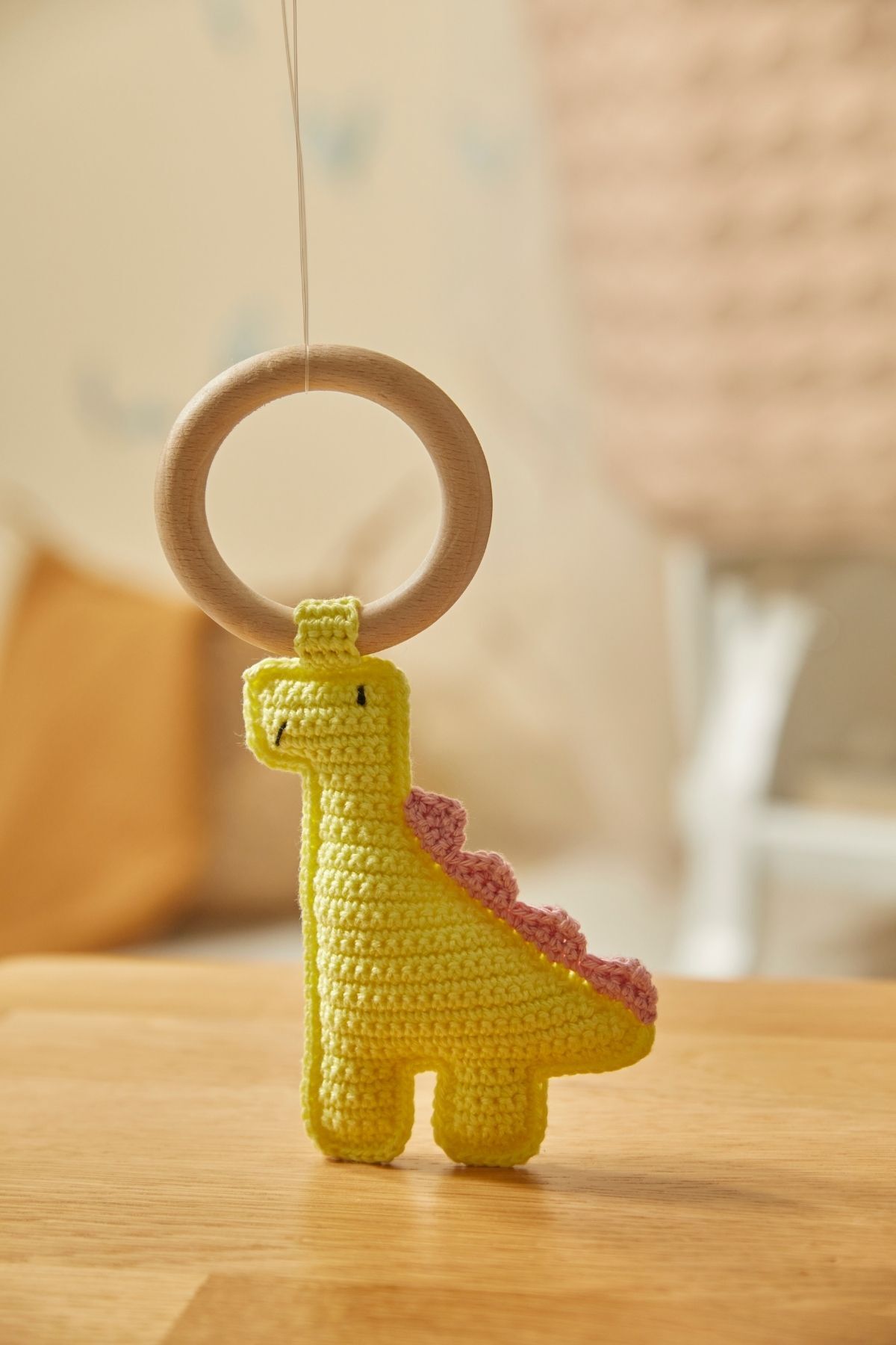 Doğal Bebek Örgü Amigurumi Diş Kaşıyıcı Dinazor Sarı 9-12 Ay