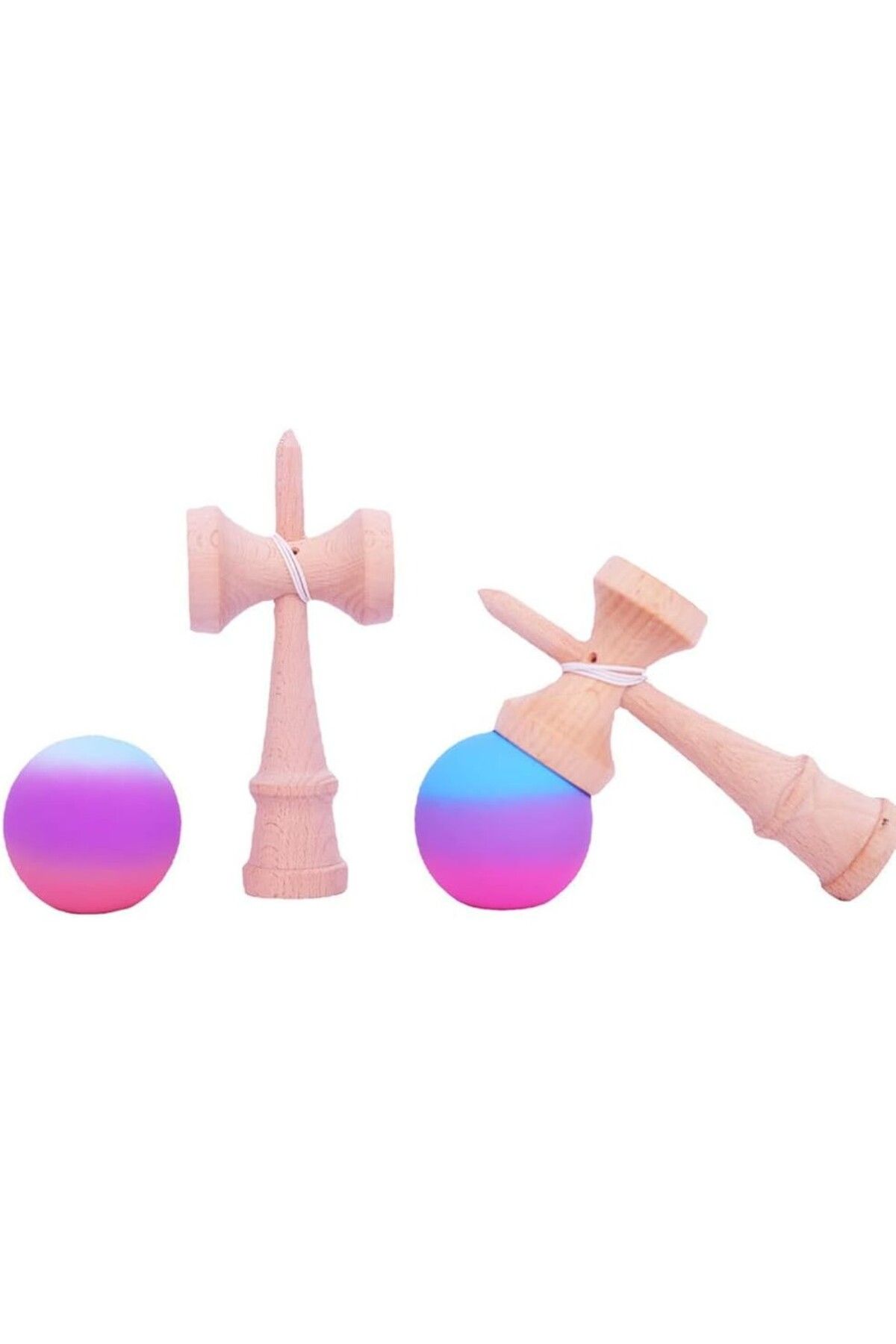 Flippy-Jucărie Kendama interactivă, Flippy, din lemn, 18 cm, gradient, roz/violet/albastru 6